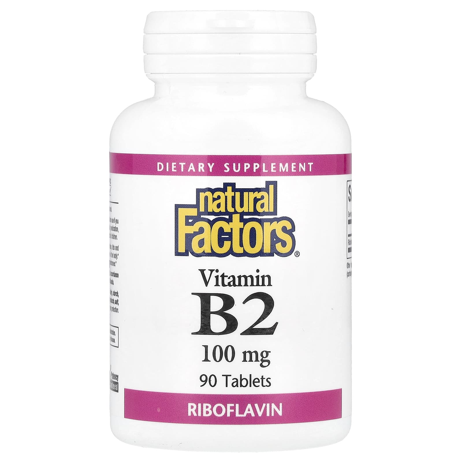 Natural Factors Vitamin B2, Riboflavin – 90 comprimés — Tunisie