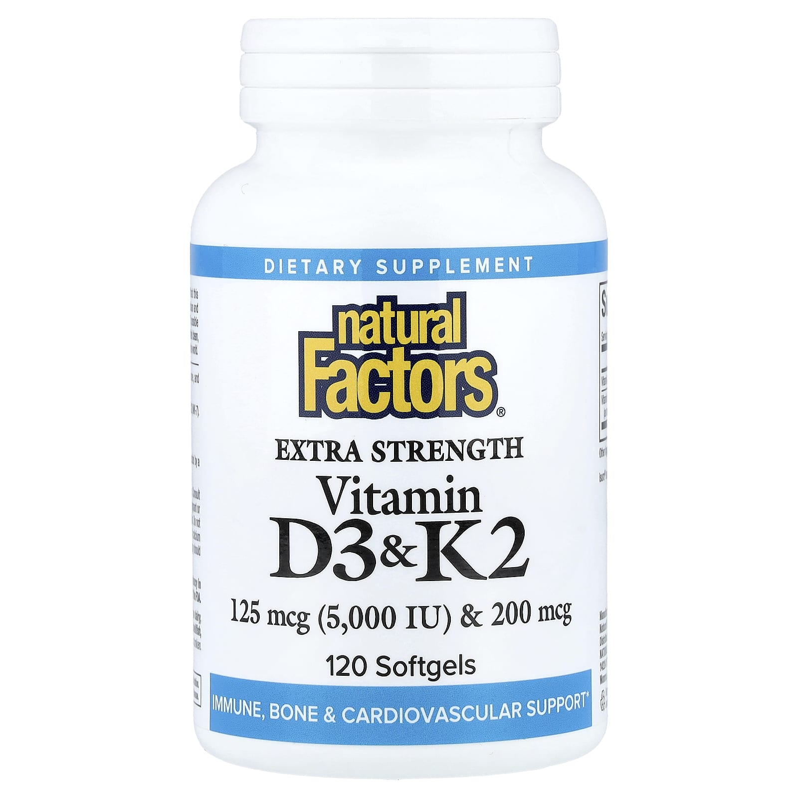 Natural Factors Vitamin D3 & K2 – 120 capsules molles — Tunisie