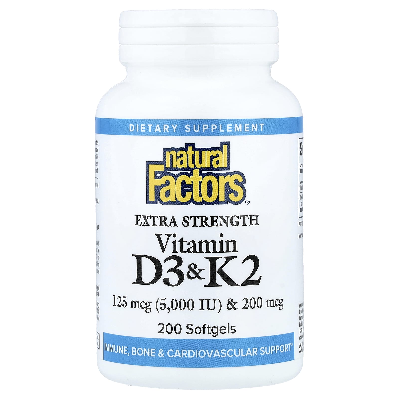 Natural Factors Vitamin D3 & K2 – 200 capsules molles — Tunisie
