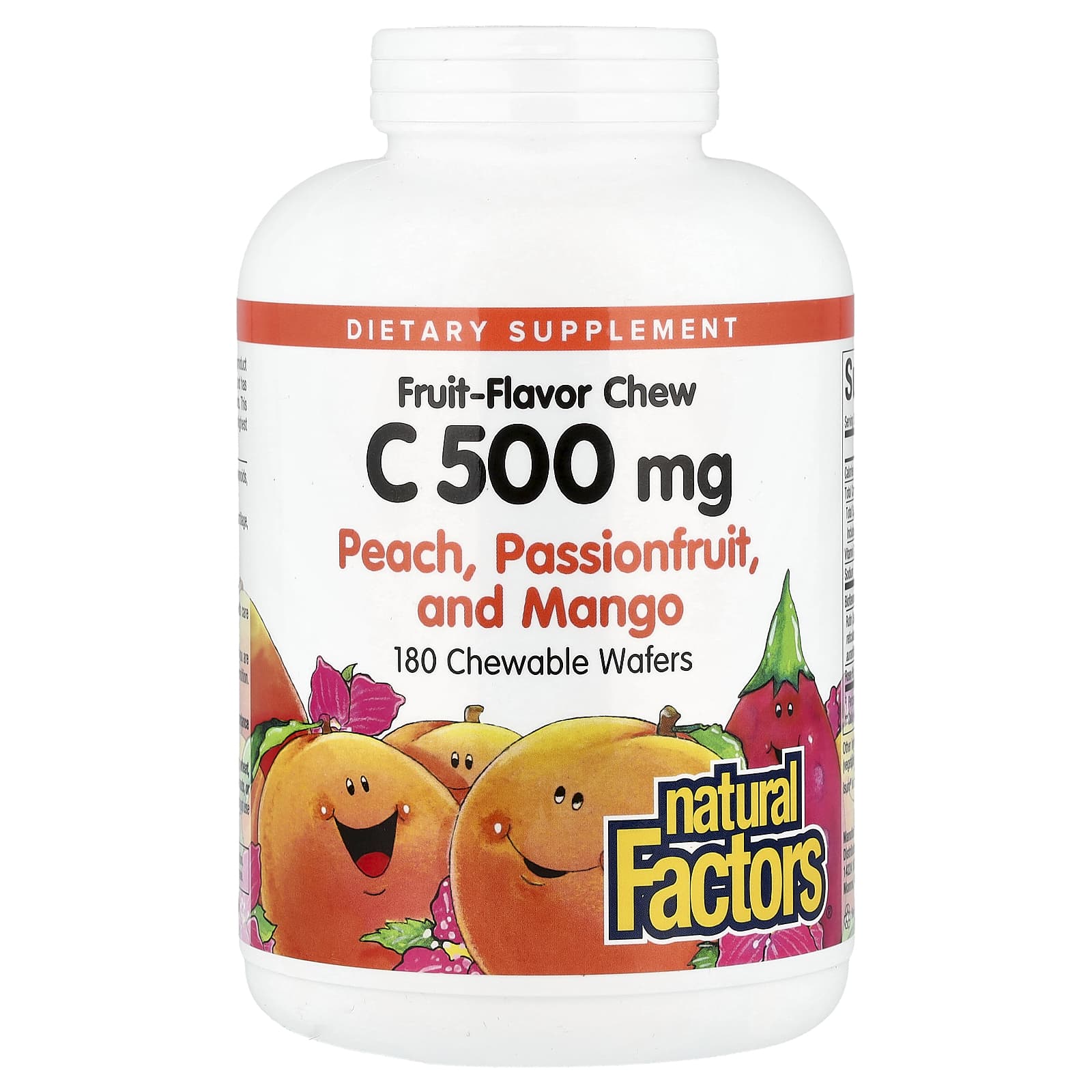 Natural Factors Vitamin C, Peach, Passionfruit and Mango – Fruit-Flavor Chew – 500 mg — Tunisie