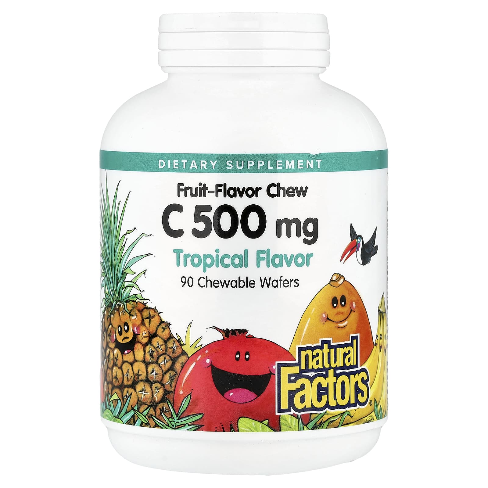 Natural Factors Vitamin C, Tropical – Fruit-Flavor Chew – 90 pastilles à croquer – 500 mg — Tunisie