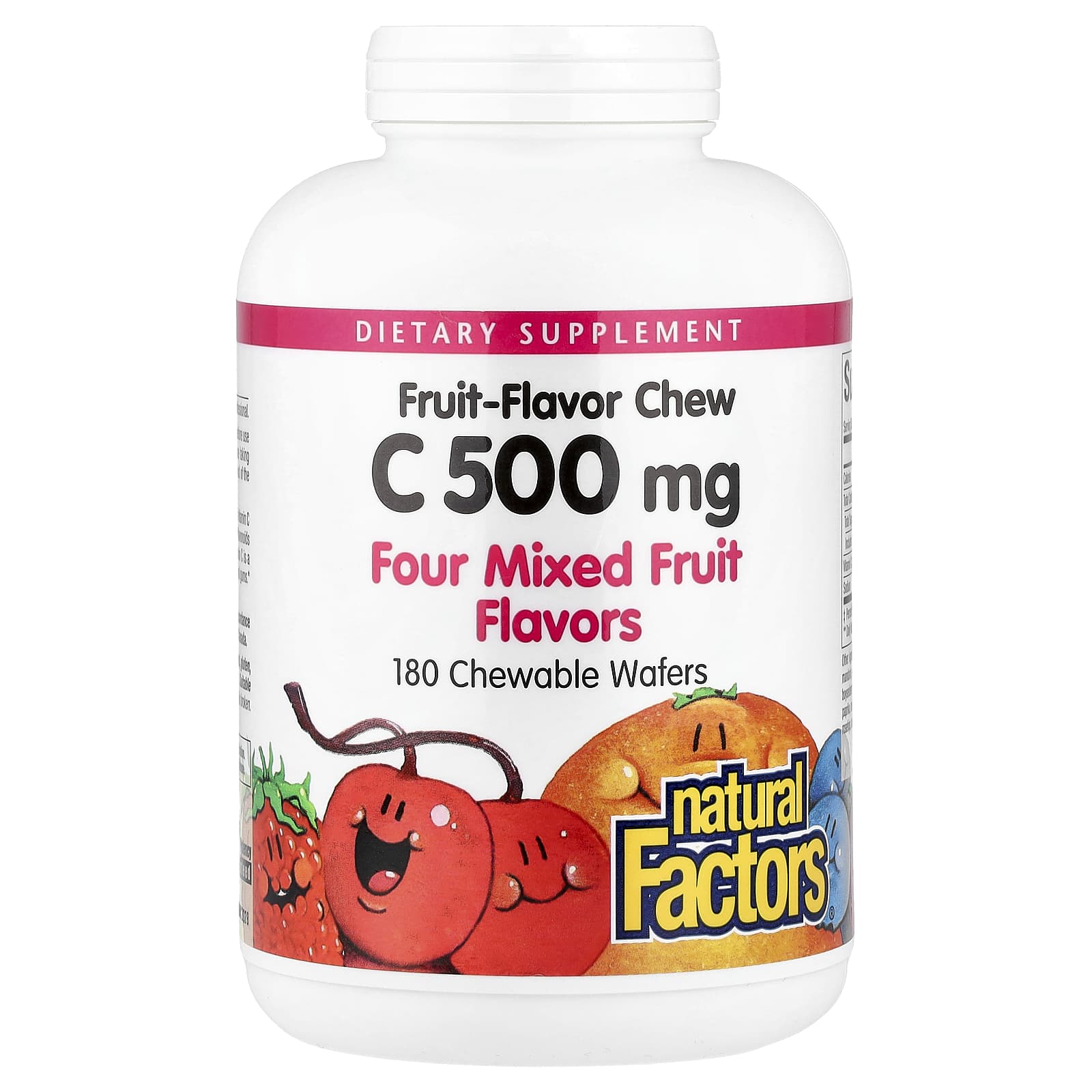 Natural Factors Fruit-Flavor Chew Vitamin C, Four Mixed Fruit, 180 Chewable Wafers (500 mg per Wafer) – Fruit-Flavor Chew Vitamin C — Tunisie
