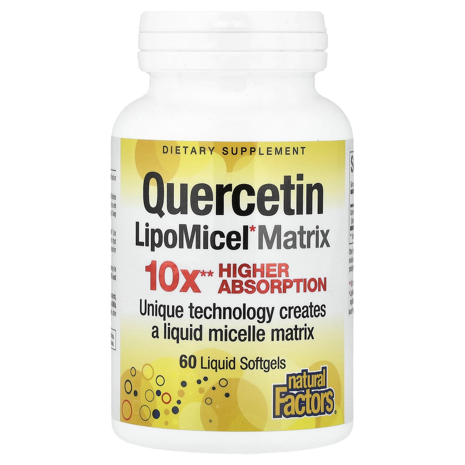 Natural Factors Quercetin LipoMicel Matrix – 60 capsules molles – 250 mg — Tunisie