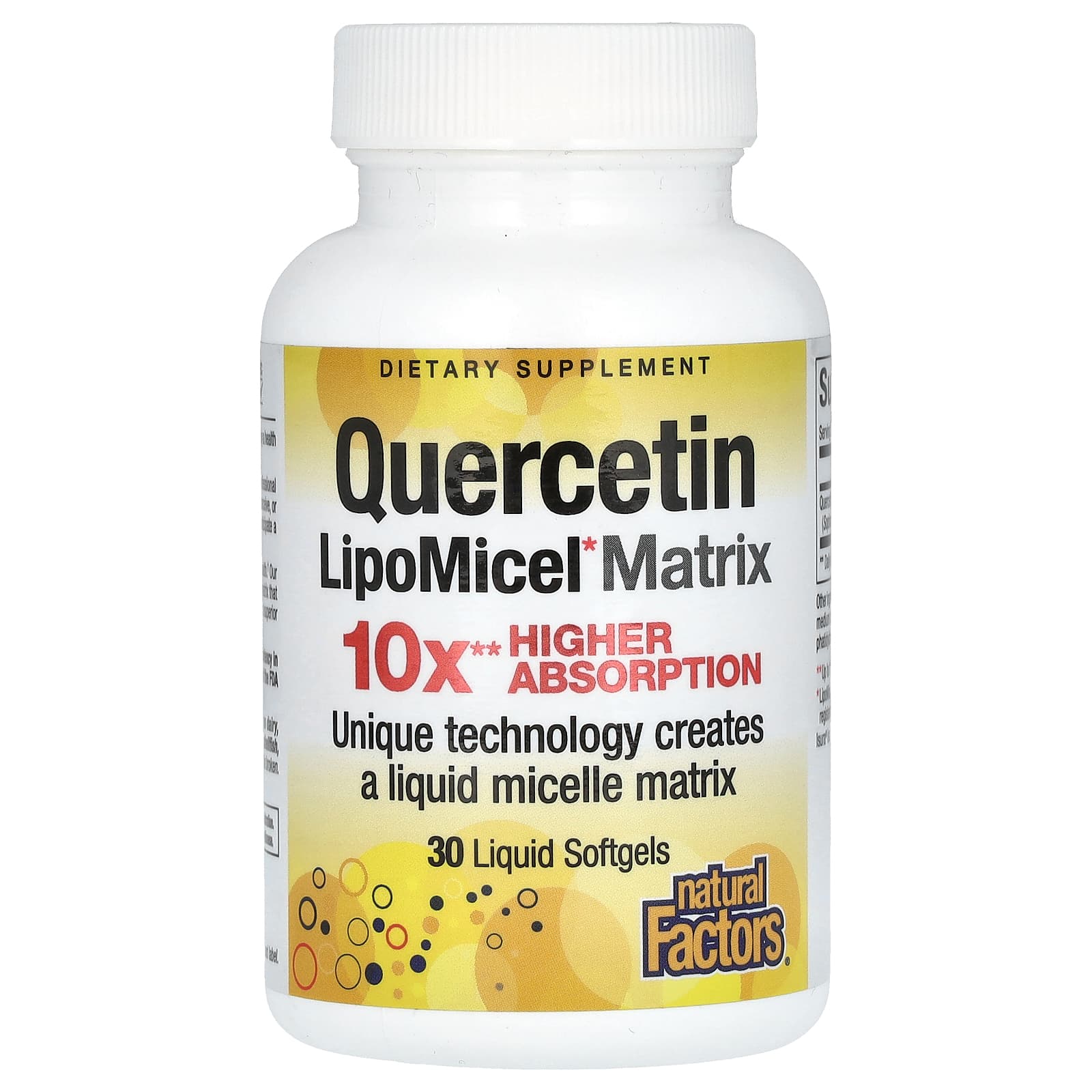 Natural Factors Quercetin LipoMicel Matrix – 30 capsules molles – 250 mg — Tunisie