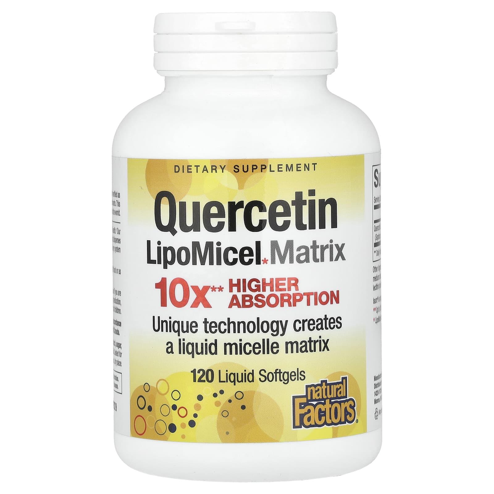 Natural Factors Quercetin LipoMicel Matrix – 120 capsules molles – 250 mg — Tunisie