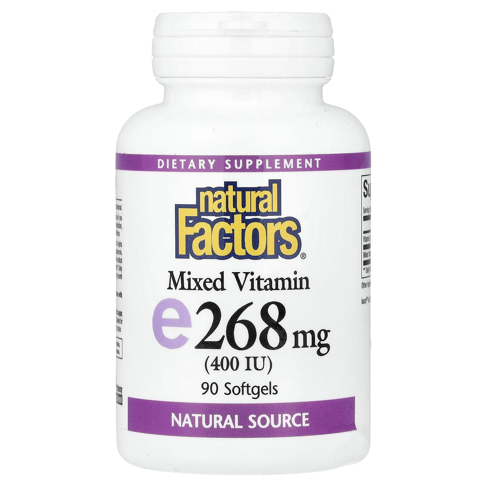 Natural Factors Mixed Vitamin E – 268 mg – 90 capsules molles — Tunisie