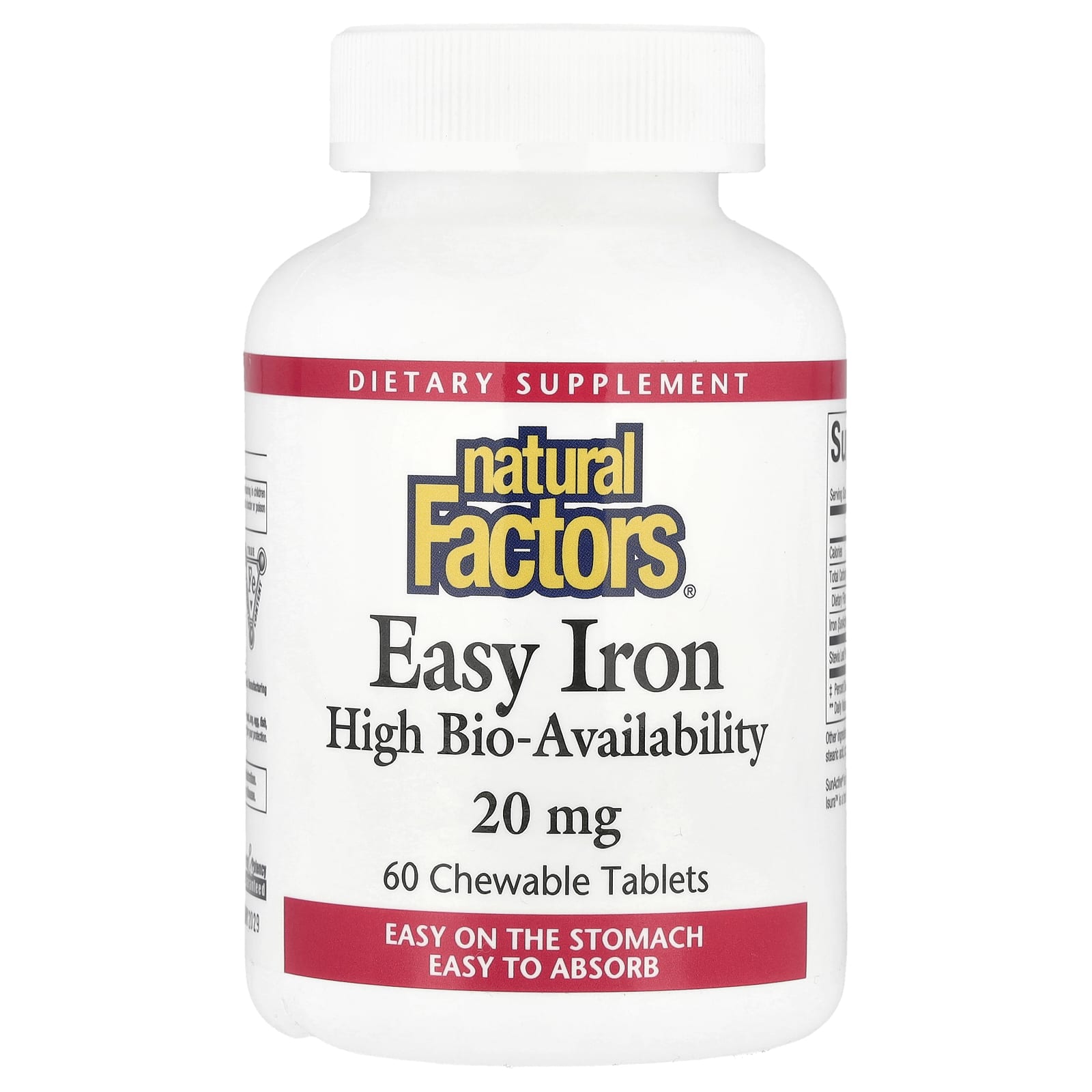 Natural Factors Easy Iron, 60 Chewable Tablets — Tunisie