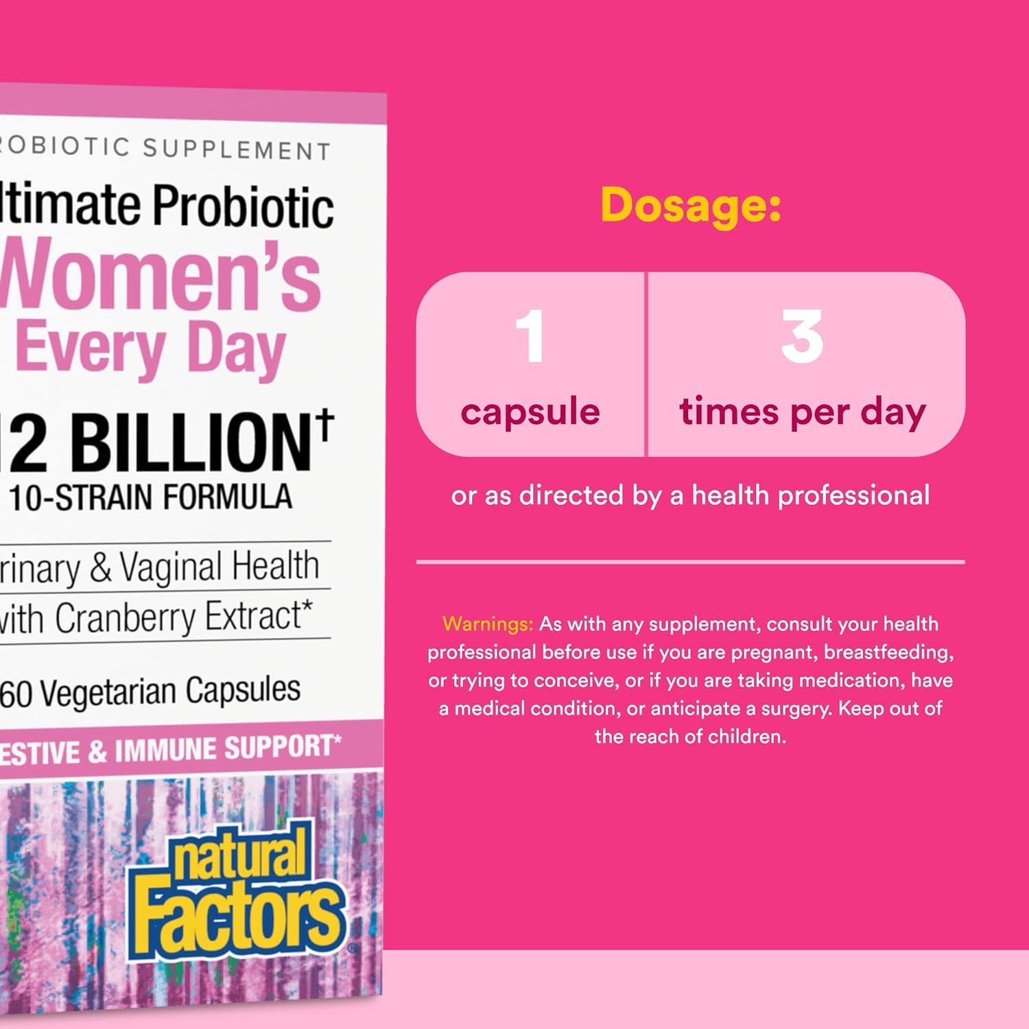 Natural Factors Ultimate Probiotic Women's Every Day – 60 gélules végétales — étiquette 3