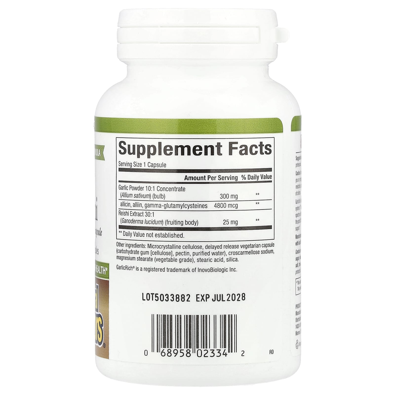 Natural Factors GarlicRich, Super Strength Garlic + Reishi, 120 Delayed Release Vegetarian Capsules — photo 2 sur 2