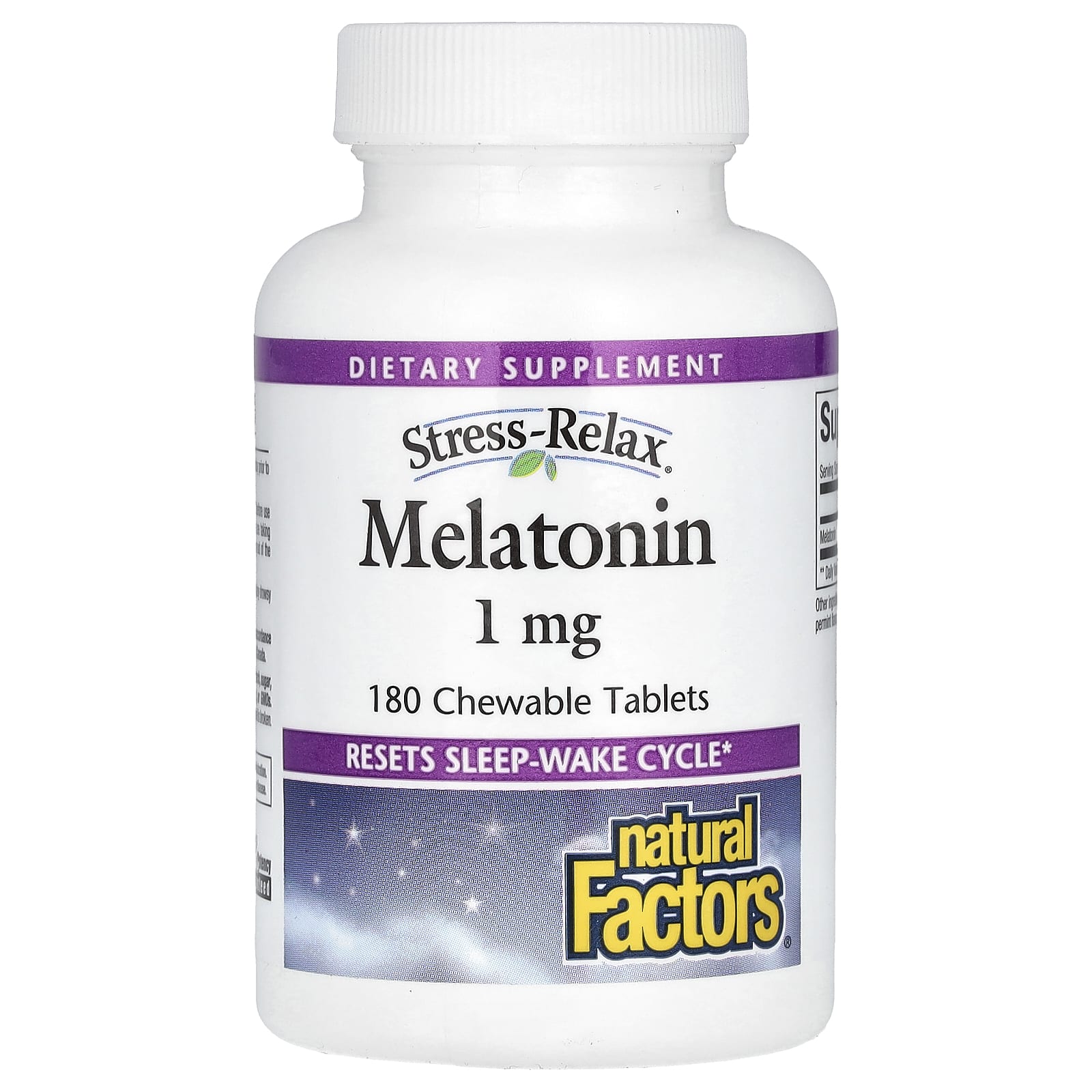 Natural Factors Stress-Relax, Melatonin – 180 comprimés à croquer – 1 mg — Tunisie