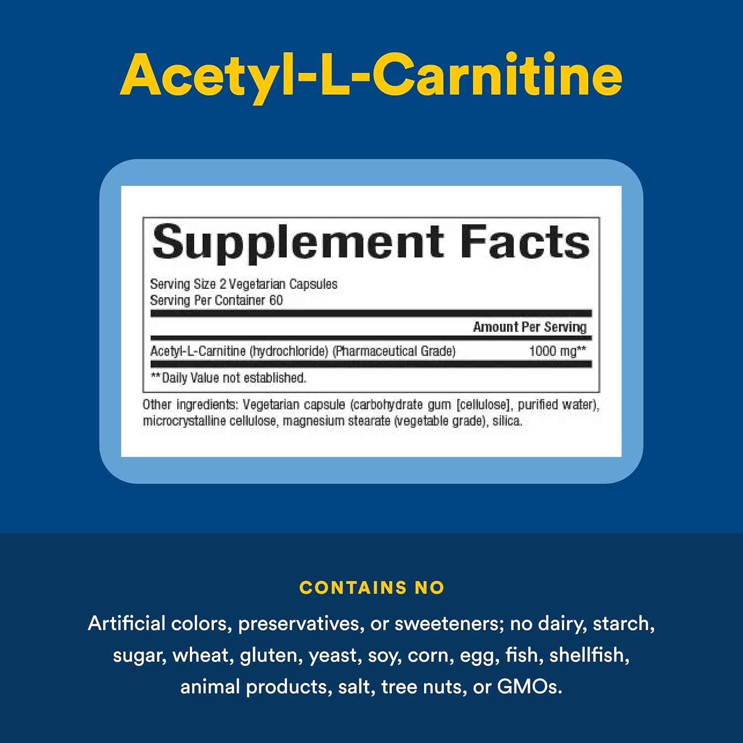 Natural Factors Acetyl-L-Carnitine – 120 gélules végétales — étiquette 1