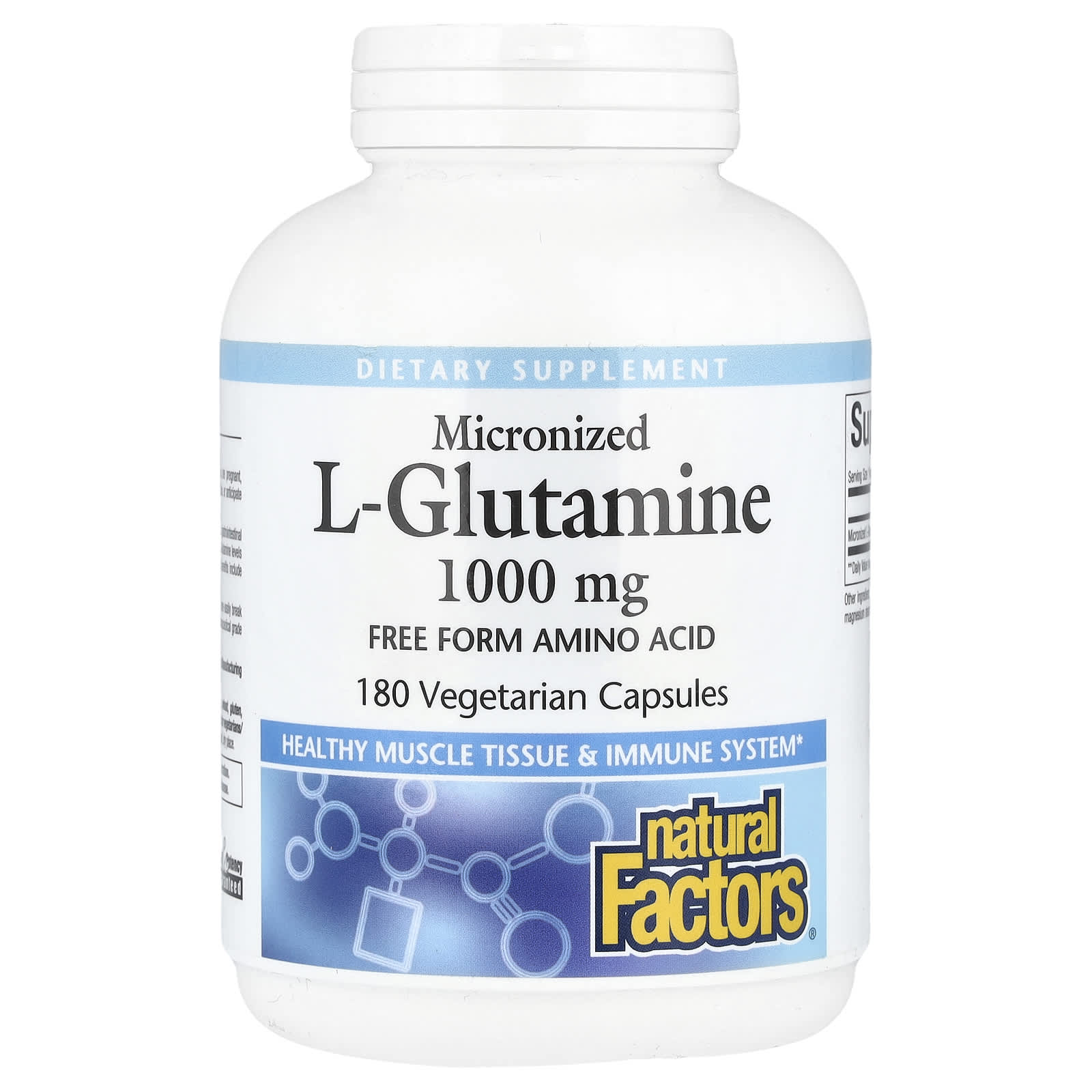 Natural Factors Micronized L-Glutamine – 180 gélules végétales — Tunisie