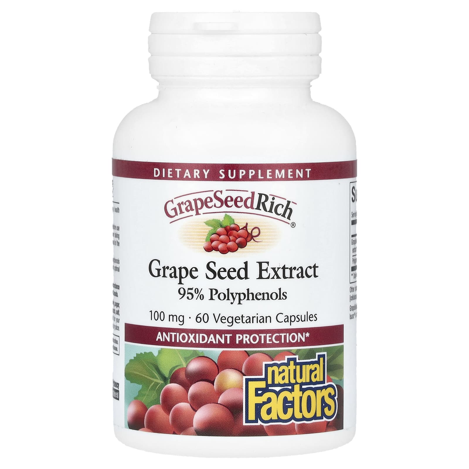 Natural Factors GrapeSeedRich, Grape Seed Extract – GrapeSeedRich – 60 gélules végétales — Tunisie
