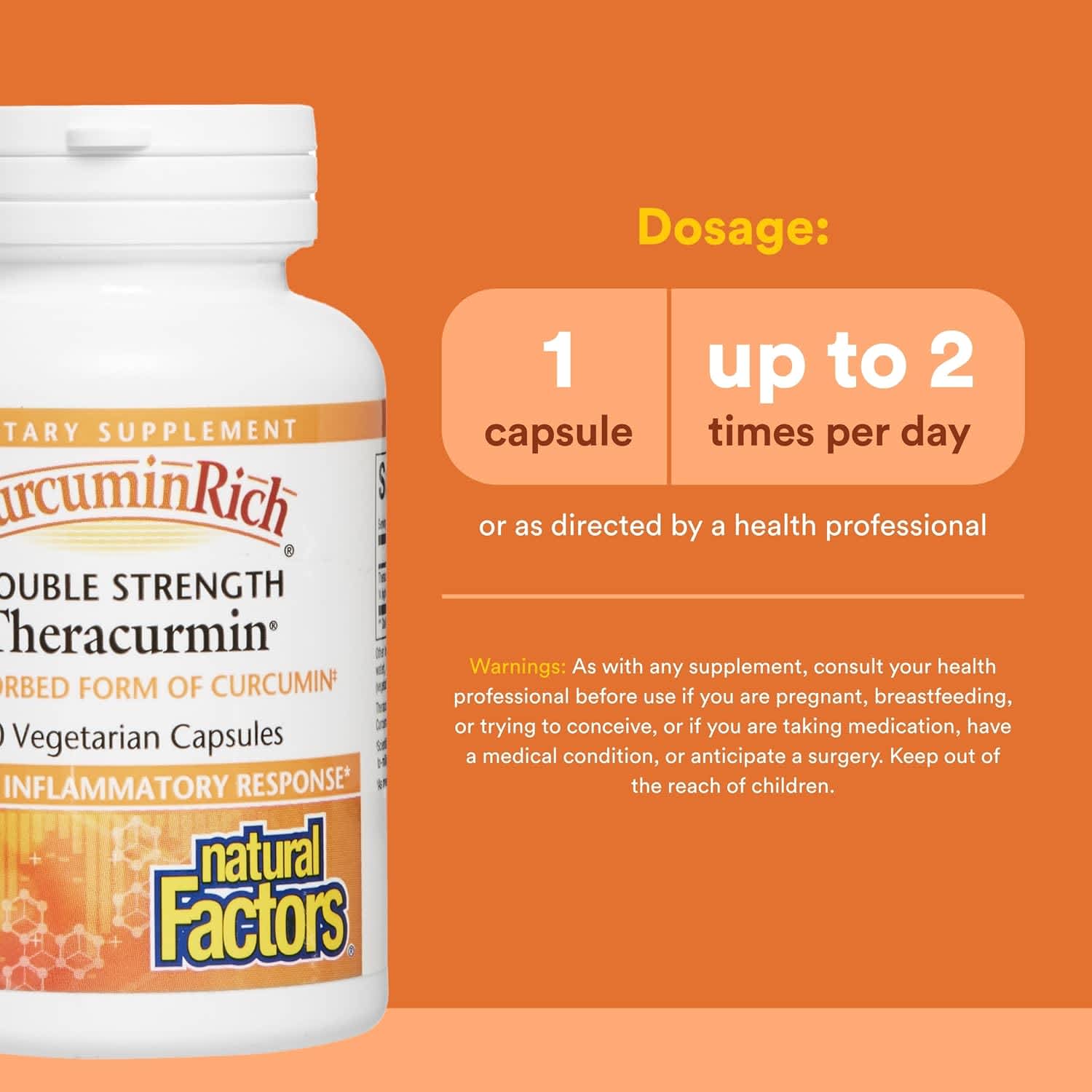 Natural Factors CurcuminRich, Theracurmin – 60 mg – 60 gélules végétales — étiquette 3