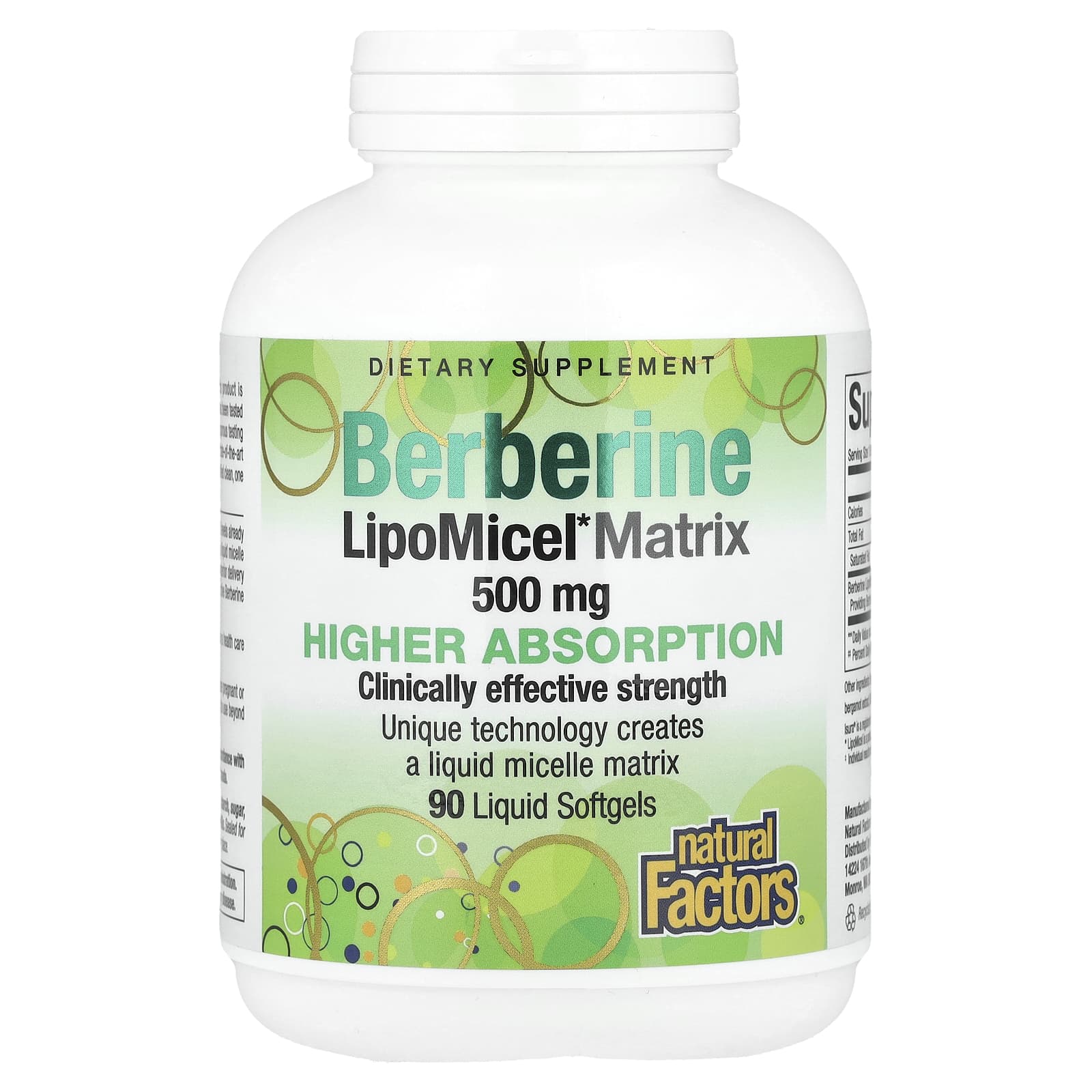 Natural Factors Berberine LipoMicel Matrix, 90 Liquid Softgels — Tunisie