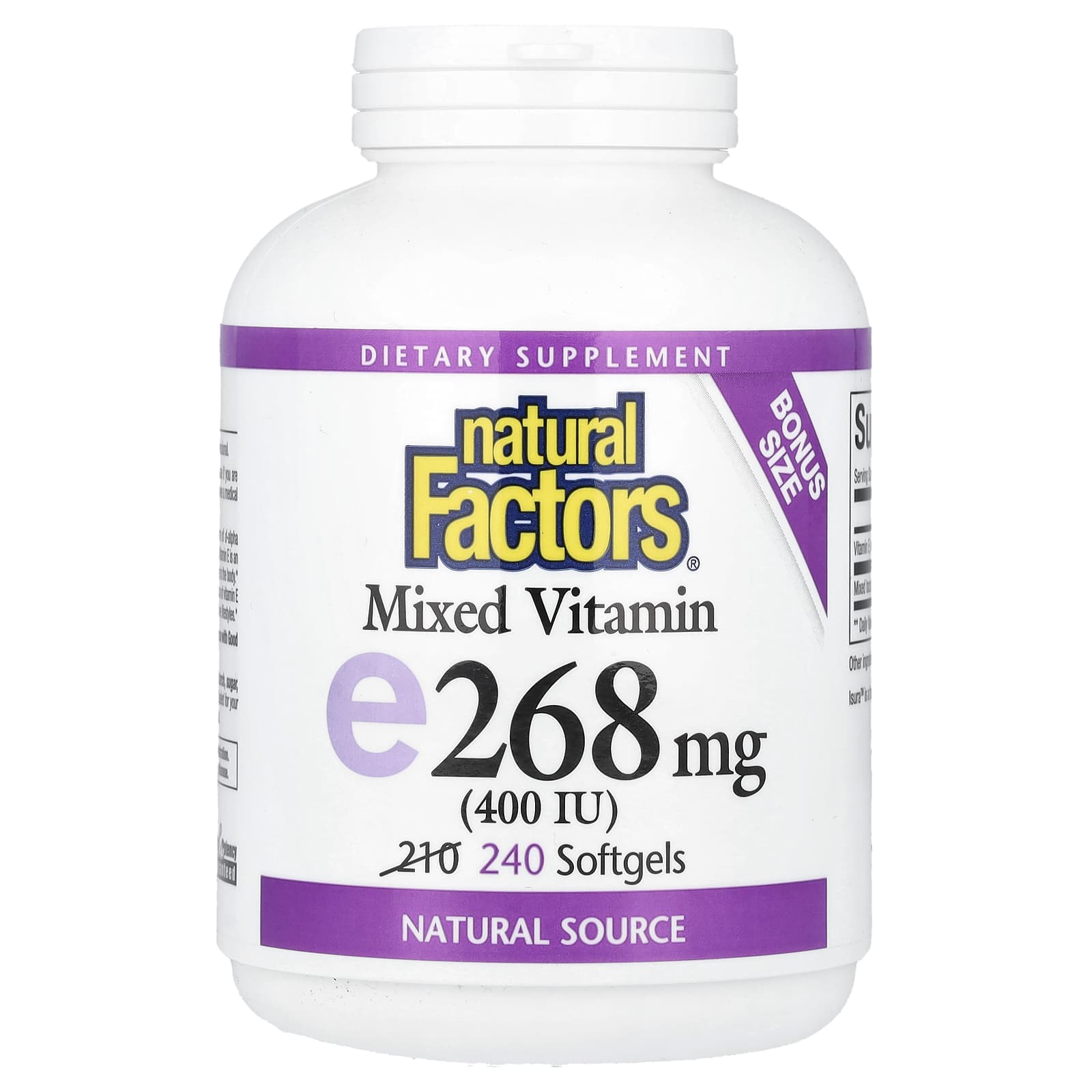 Natural Factors Mixed Vitamin E – 240 capsules molles — Tunisie