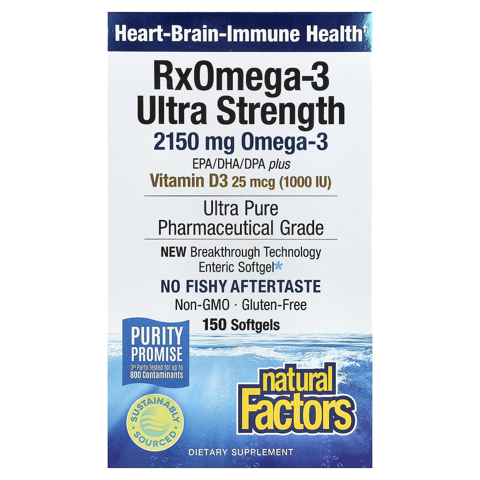 Natural Factors RxOmega-3 Ultra Strength with Vitamin D3 – 150 capsules molles — Tunisie