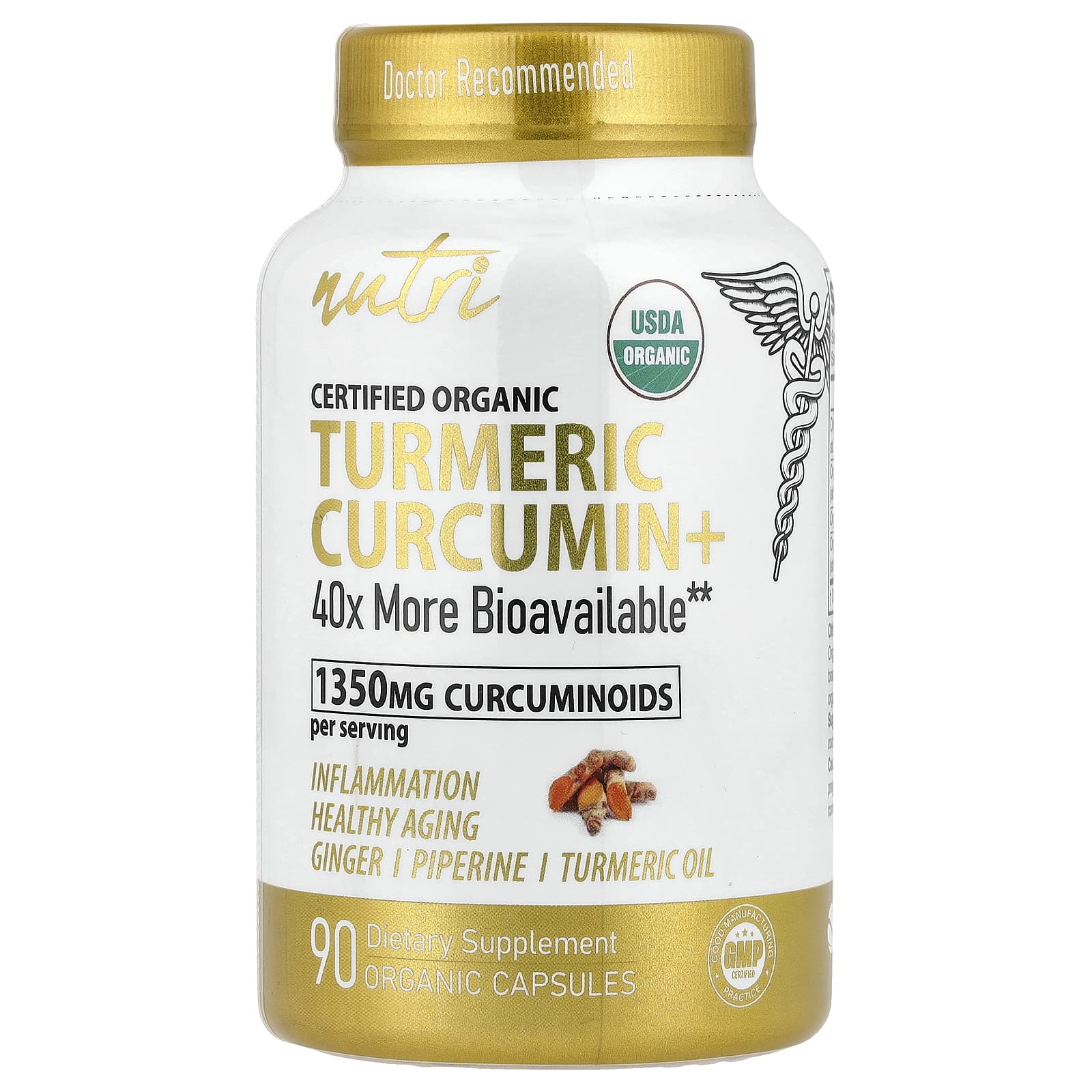 Nutri Organic Turmeric Curcumin+, 90 Organic Capsules — Tunisie