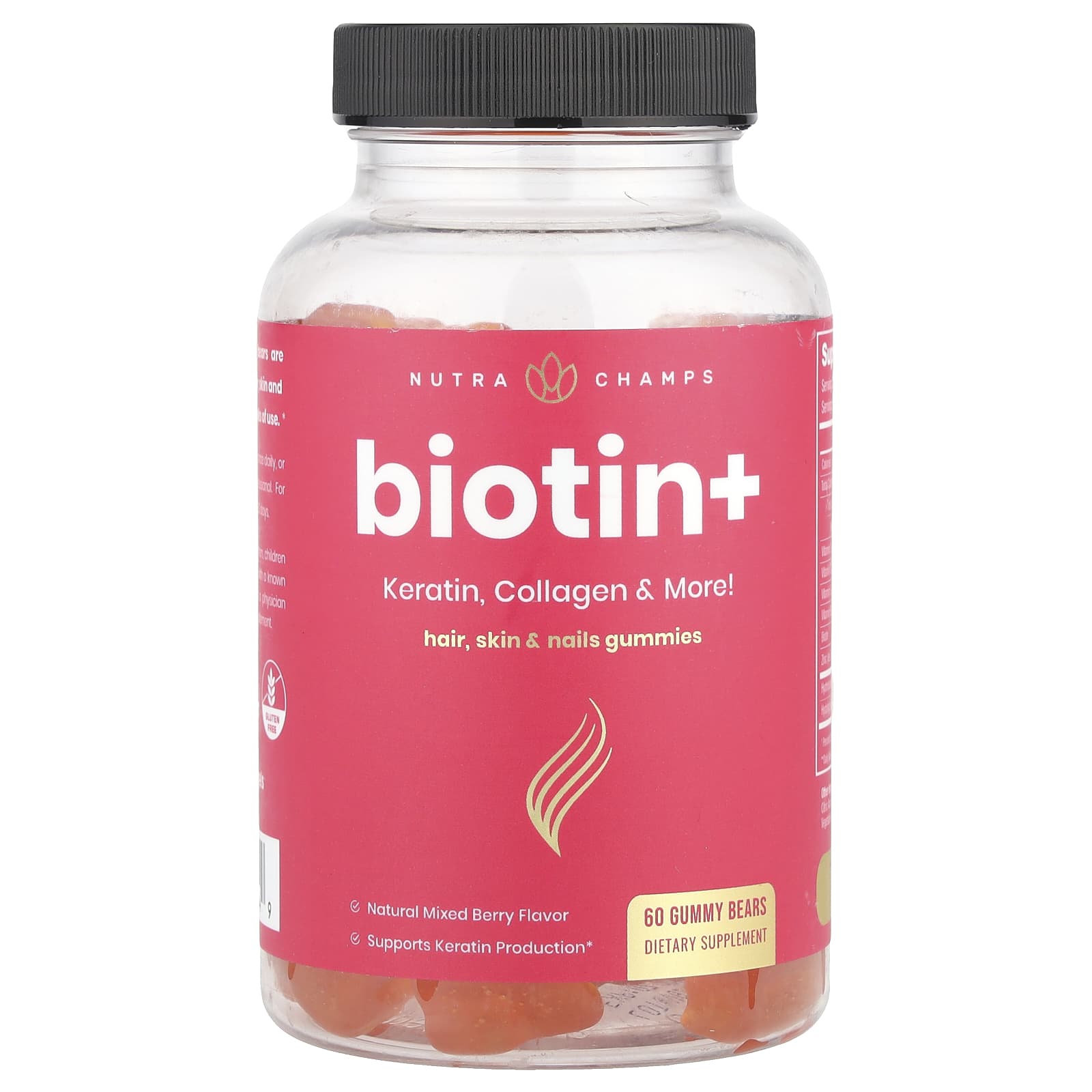NutraChamps Biotin+, 60 Gummy Bears – Mixed Berry — Tunisie