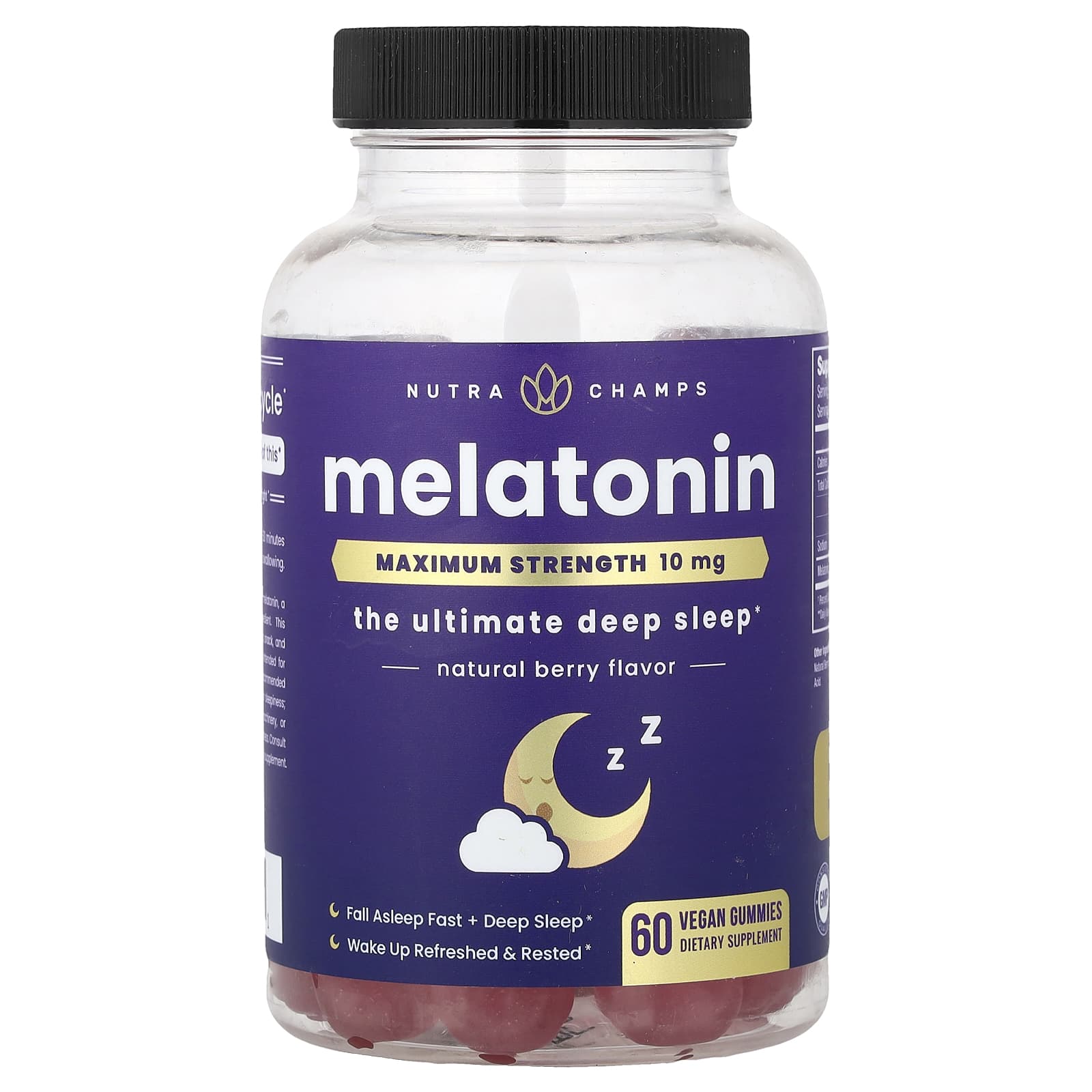 NutraChamps Melatonin, Maximum Strength, 60 Vegan Gummies (5 mg per Gummy) – Natural Berry — Tunisie