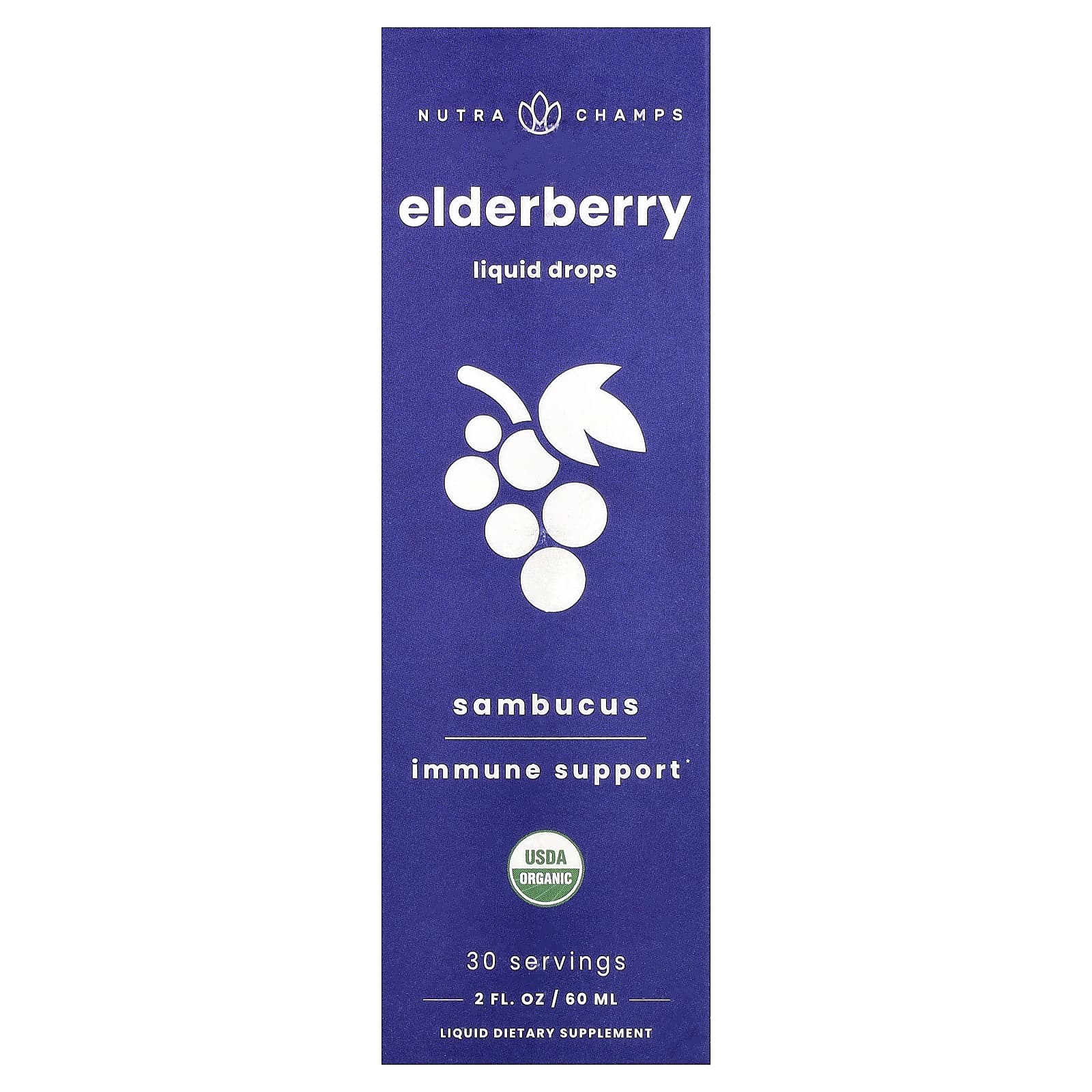 NutraChamps Elderberry, Sambucus, Liquid Drops – Elderberry – 60 ml — Tunisie