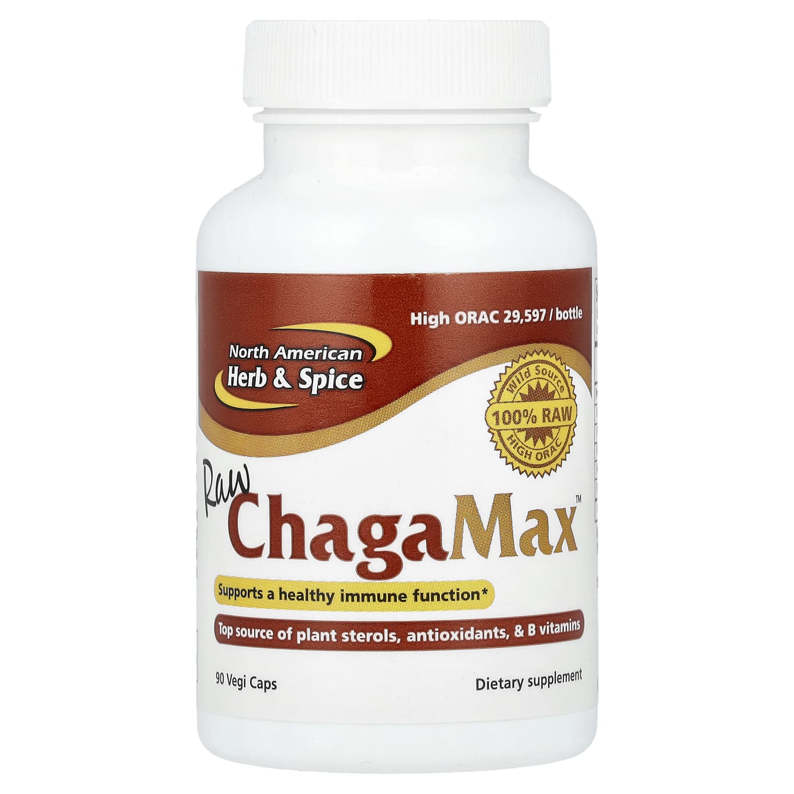 North American Herb & Spice Raw ChagaMax, 90 Vegi Caps — Tunisie
