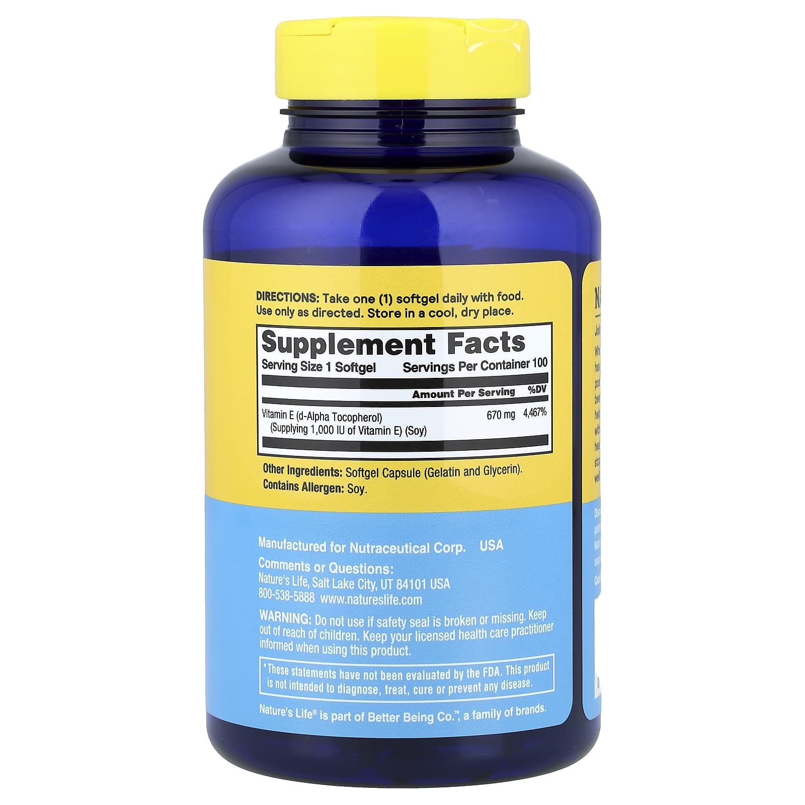 Nature's Life Preserving Vitamin E – 100 capsules molles — photo 2 sur 2