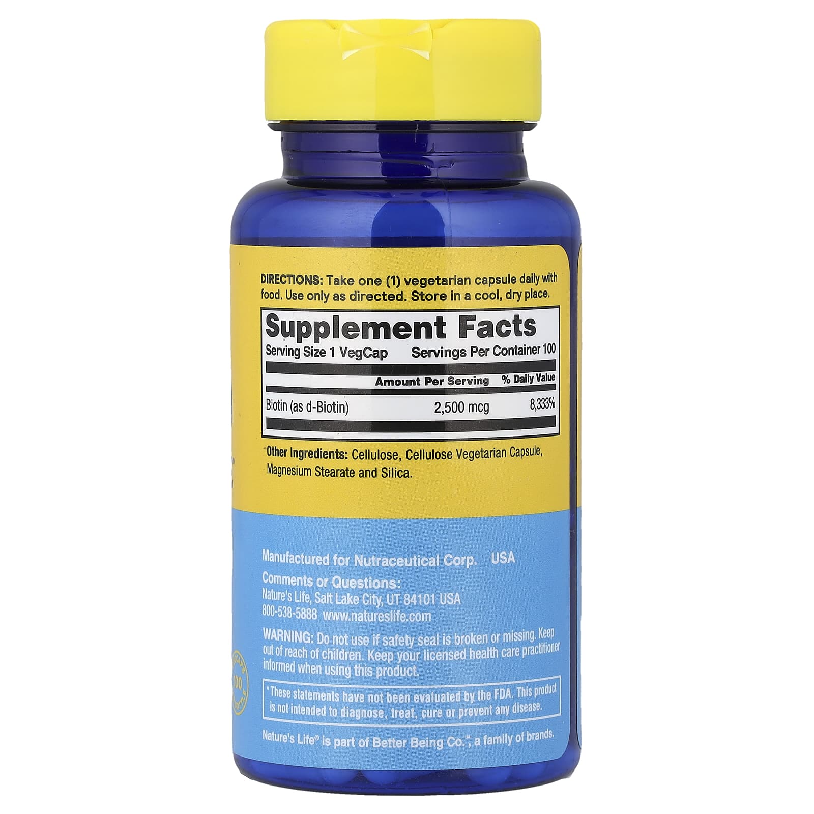 Nature's Life Energizing Biotin – 2500 µg — photo 2 sur 2