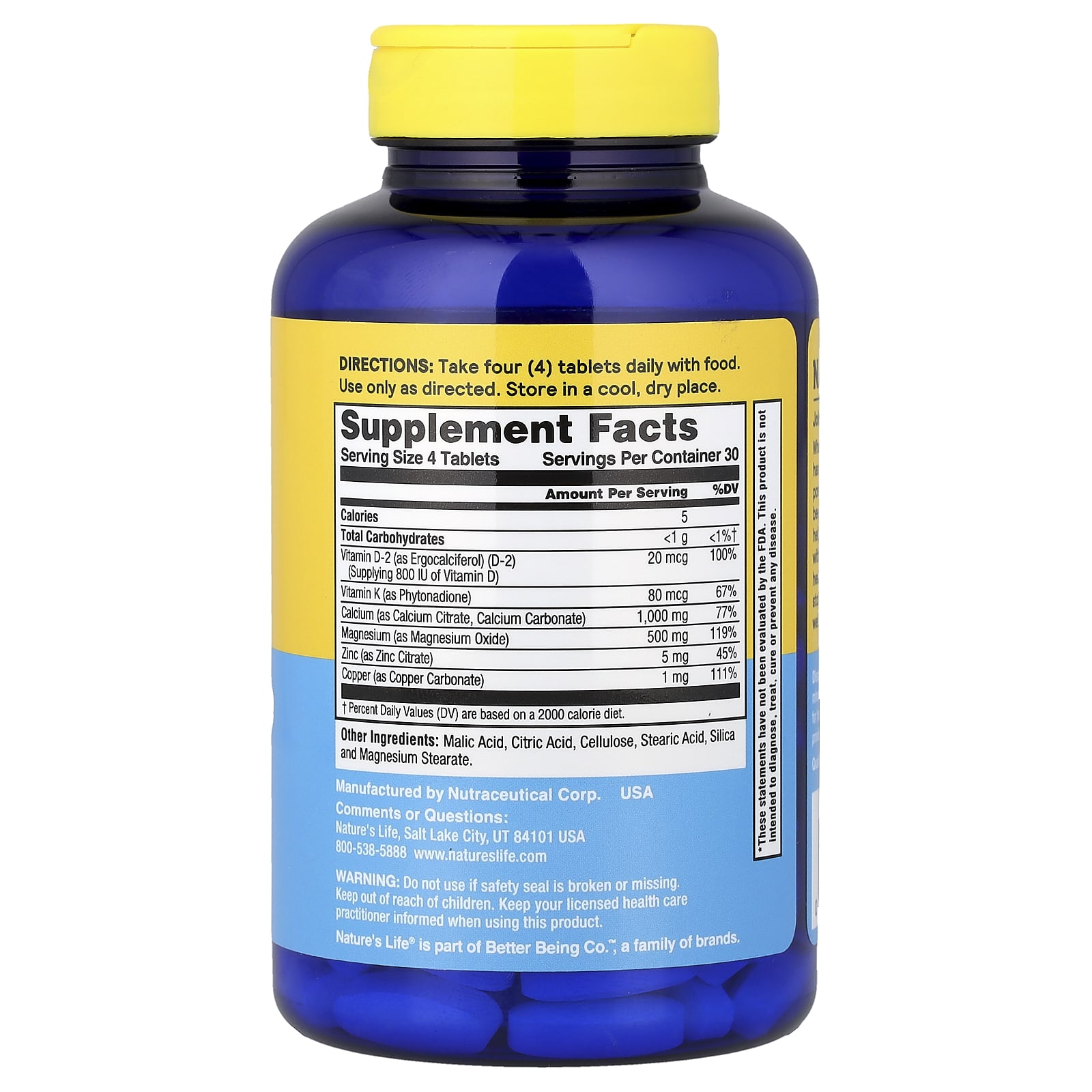 Nature's Life Calcium Citrate, Plus Magnesium & Vitamin D – 120 comprimés — photo 2 sur 2