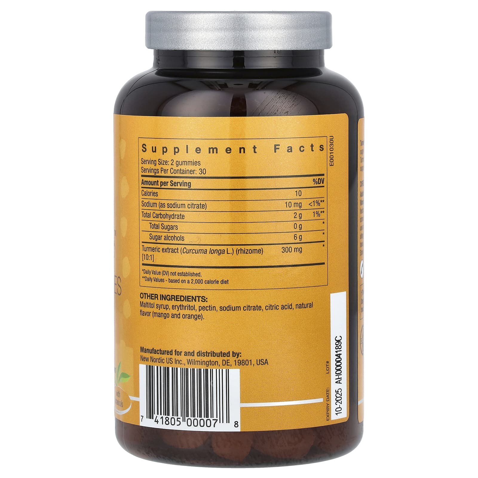 New Nordic Turmeric Vegan Gummies with Curcuma Extract – Mango-Orange – 60 gommes — photo 2 sur 2