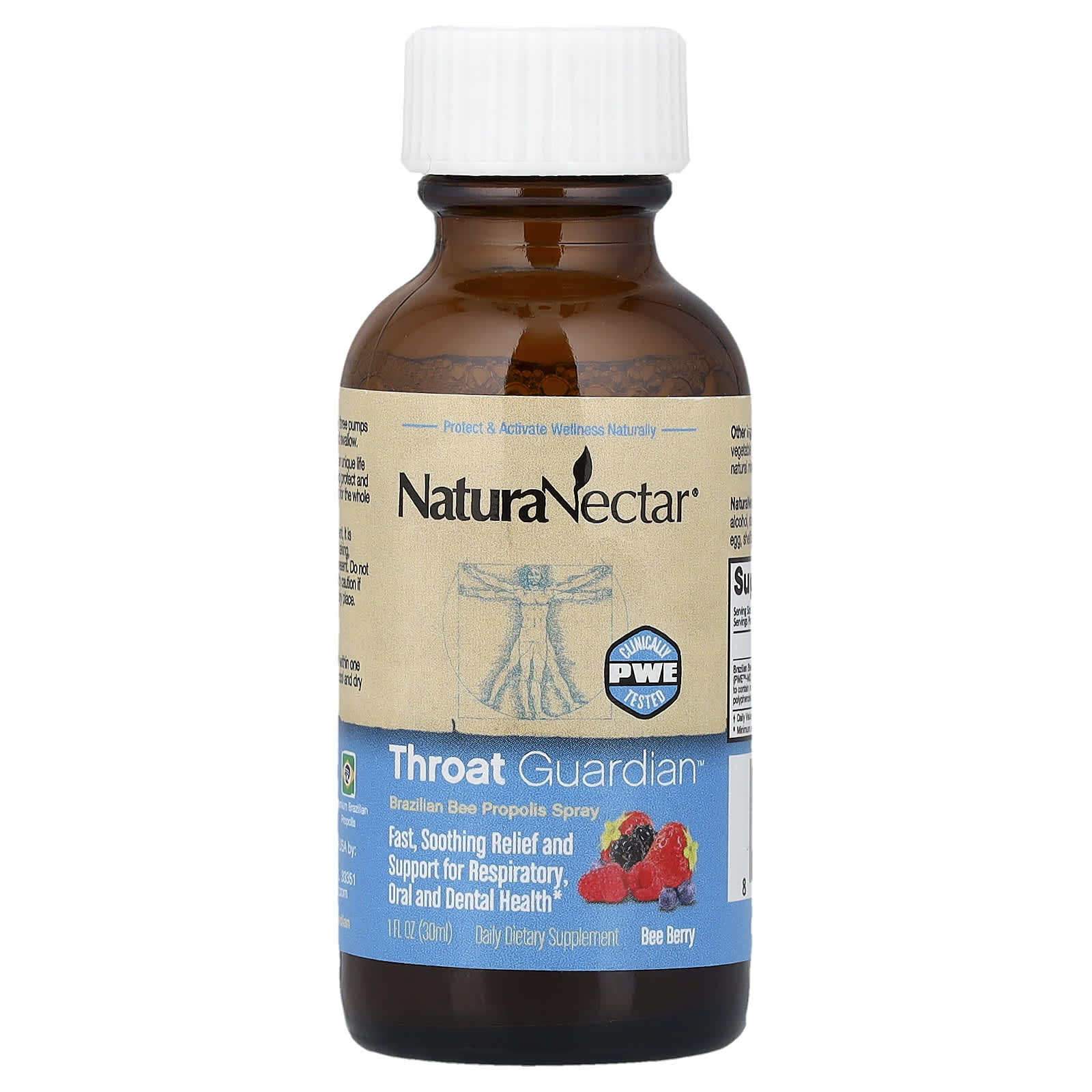 NaturaNectar Throat Guardian Brazilian Bee Propolis Spray – Bee Berry – 30 ml — étiquette 1