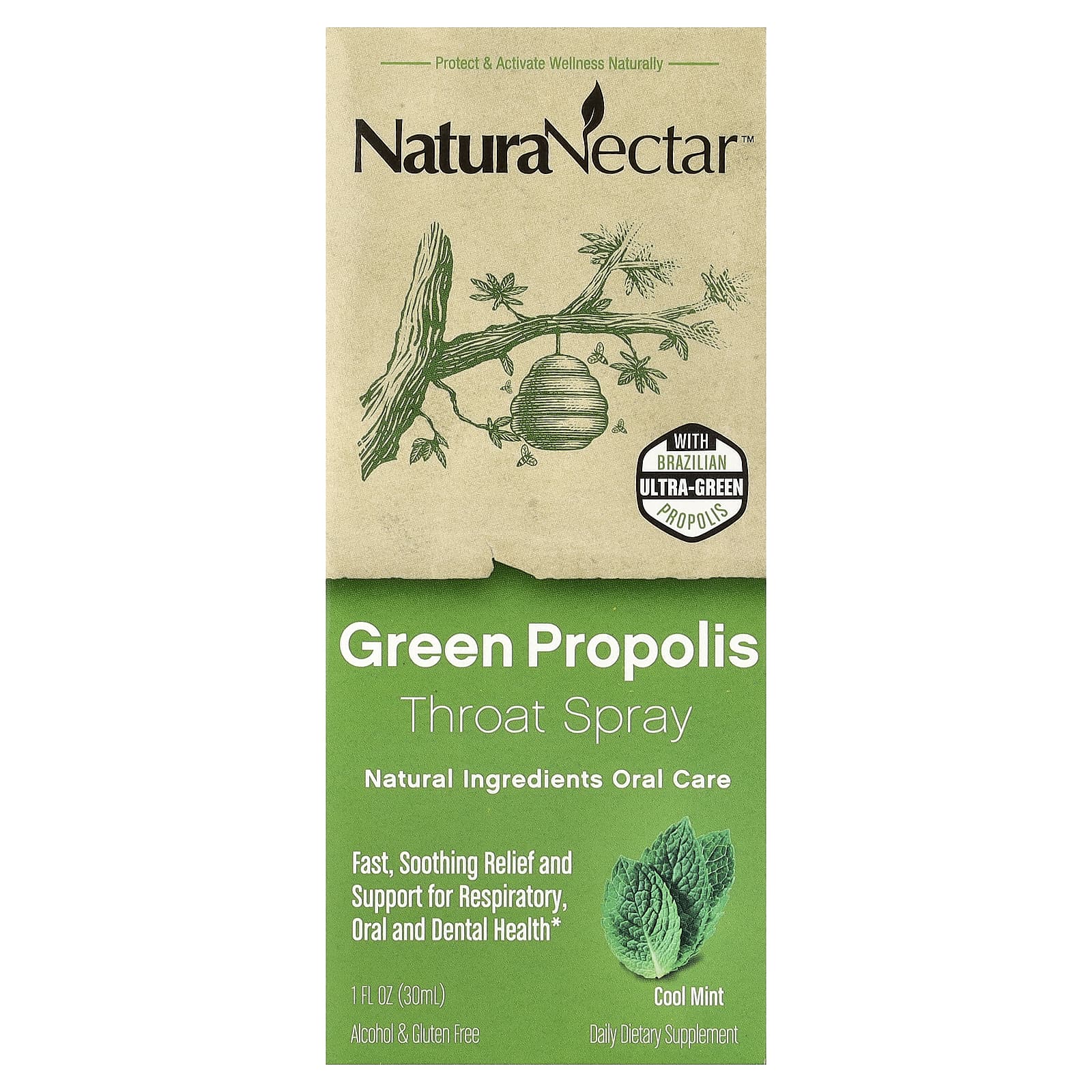 NaturaNectar Green Propolis Throat Spray – Cool Mint – 30 ml — Tunisie