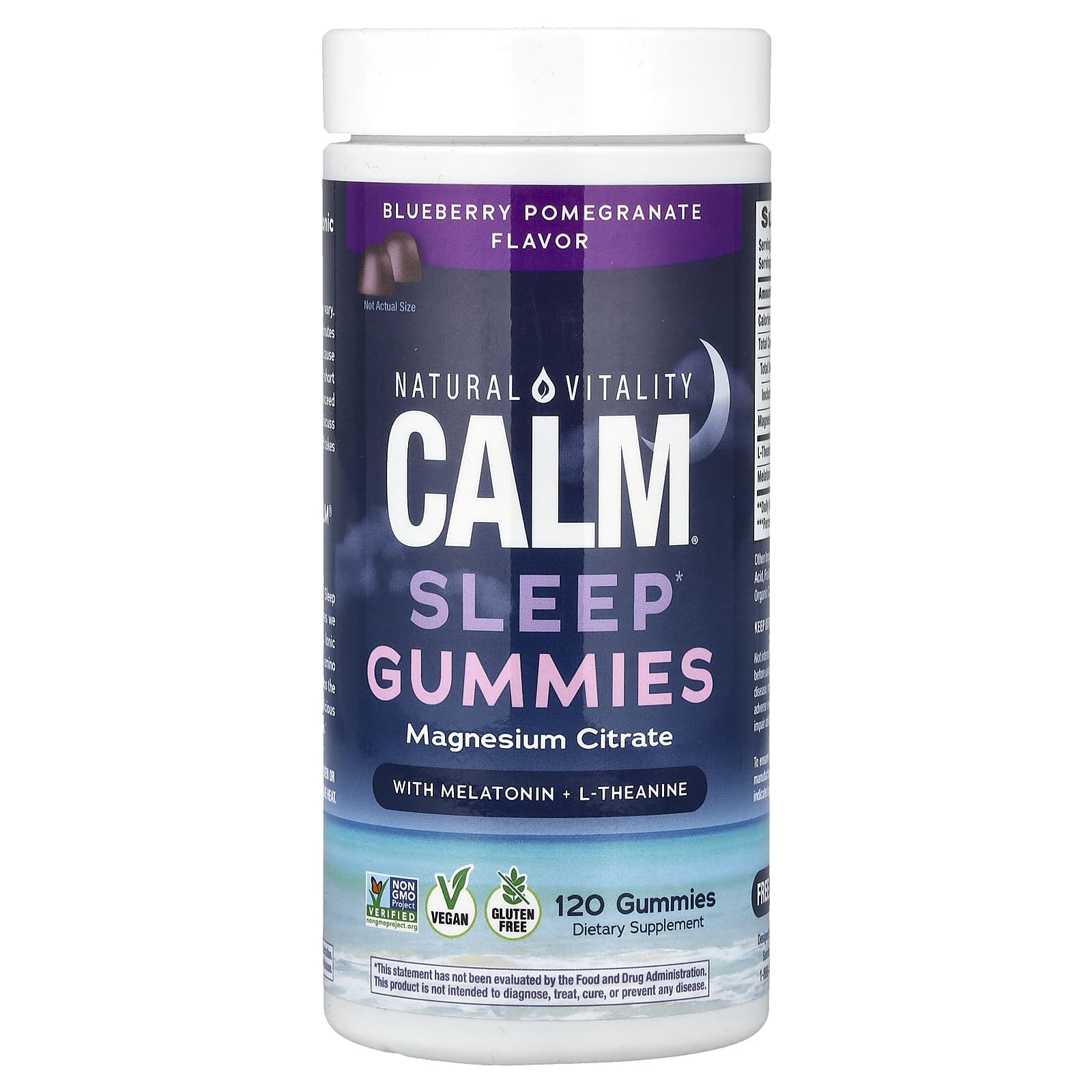 Natural Vitality Calm, Sleep Gummies With Melatonin + L-Theanine – Blueberry Pomegranate – 120 gommes — Tunisie