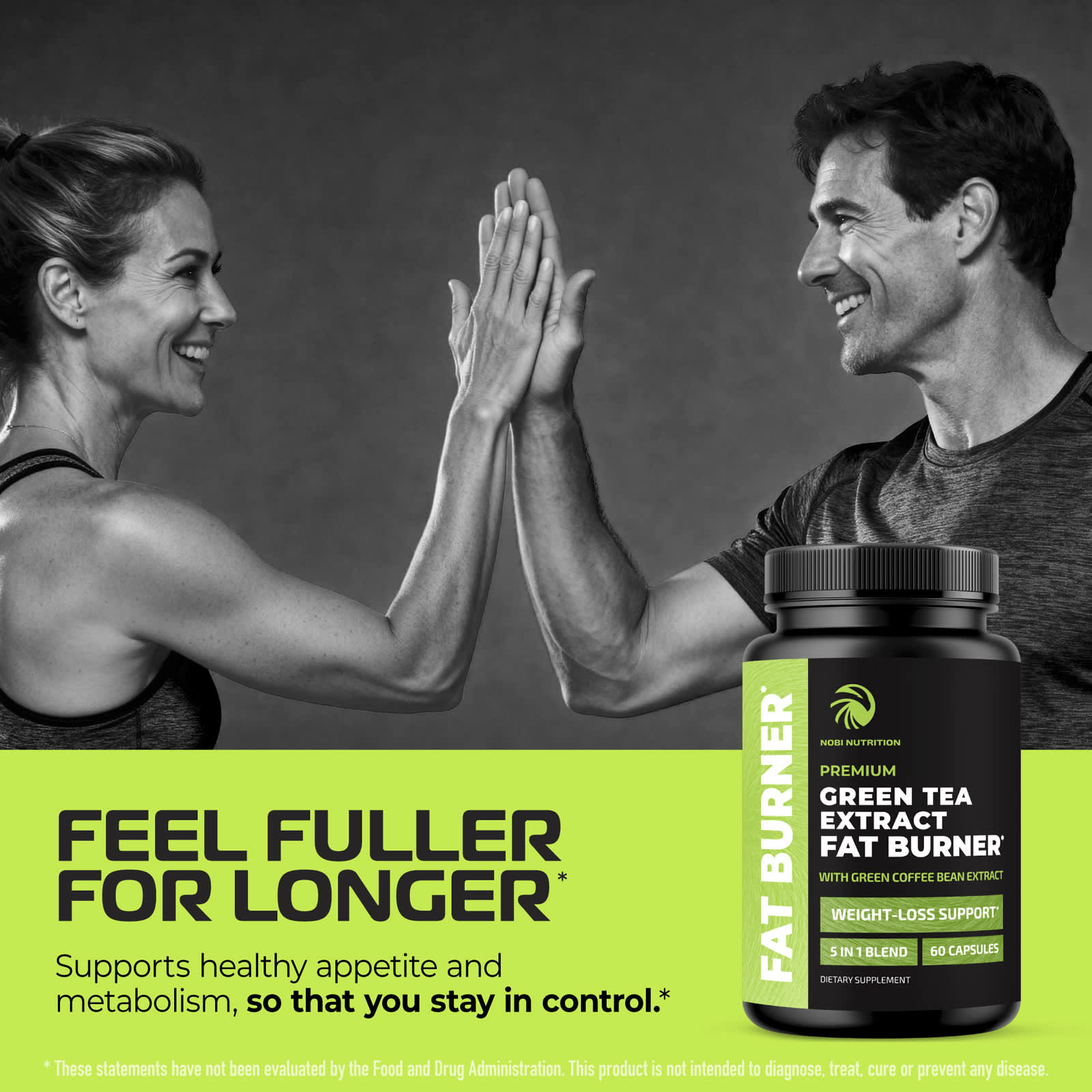 Nobi Nutrition Fat Burner, Premium Green Tea Extract – 60 gélules — étiquette 2