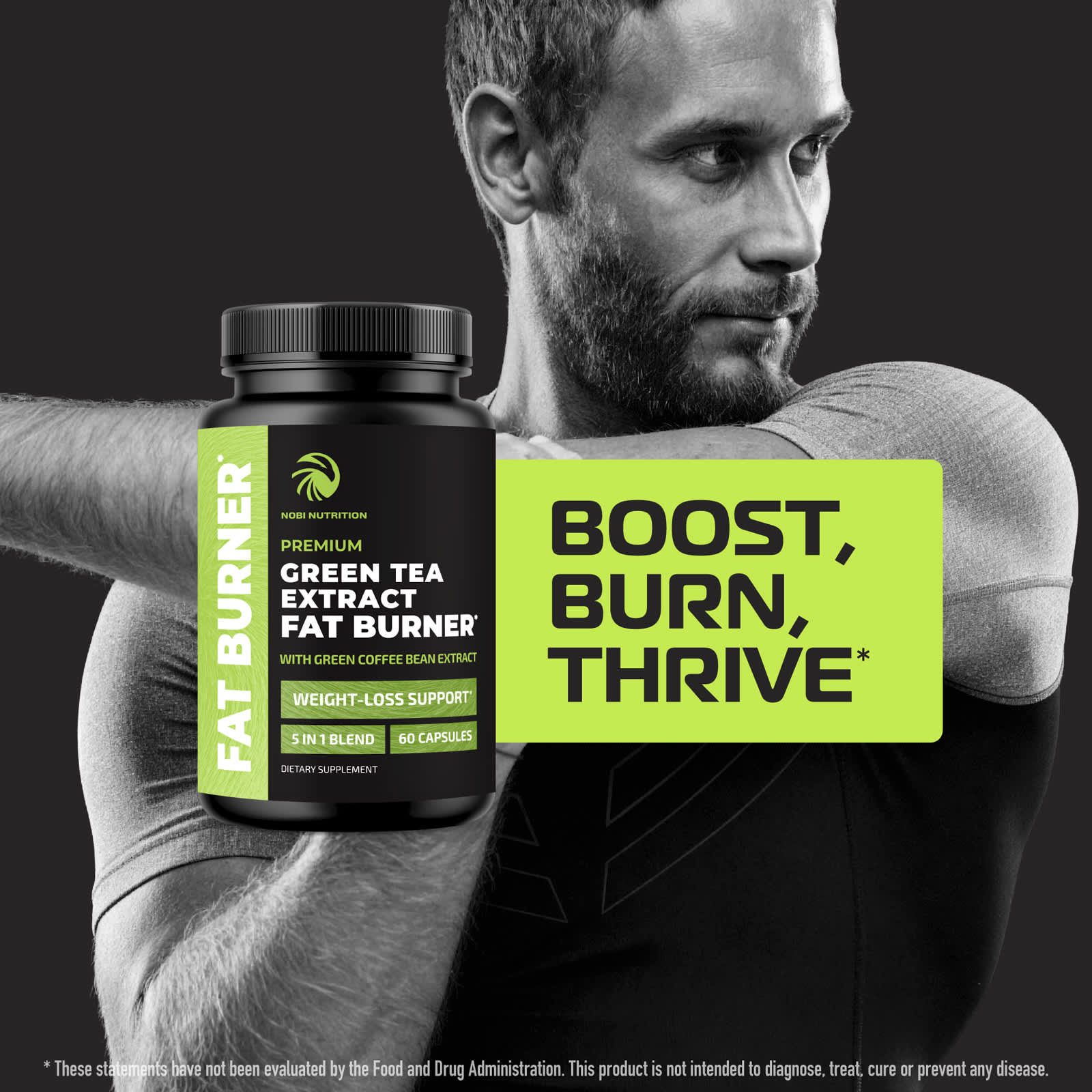 Nobi Nutrition Fat Burner, Premium Green Tea Extract – 60 gélules — étiquette 5
