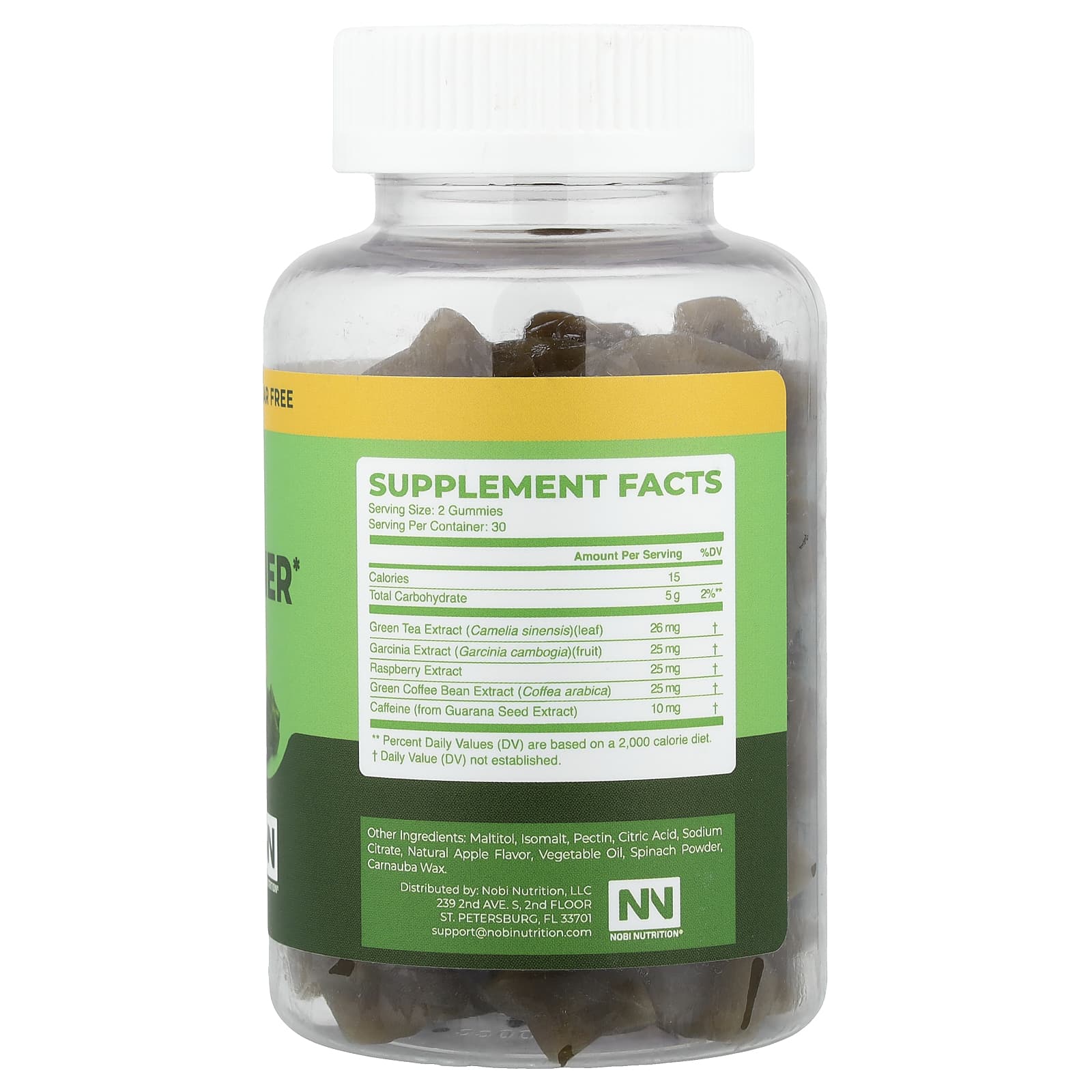 Nobi Nutrition Green Tea Fat Burner Gummies, Metabolism Support, 60 Pectin-Based Gummies — photo 2 sur 2