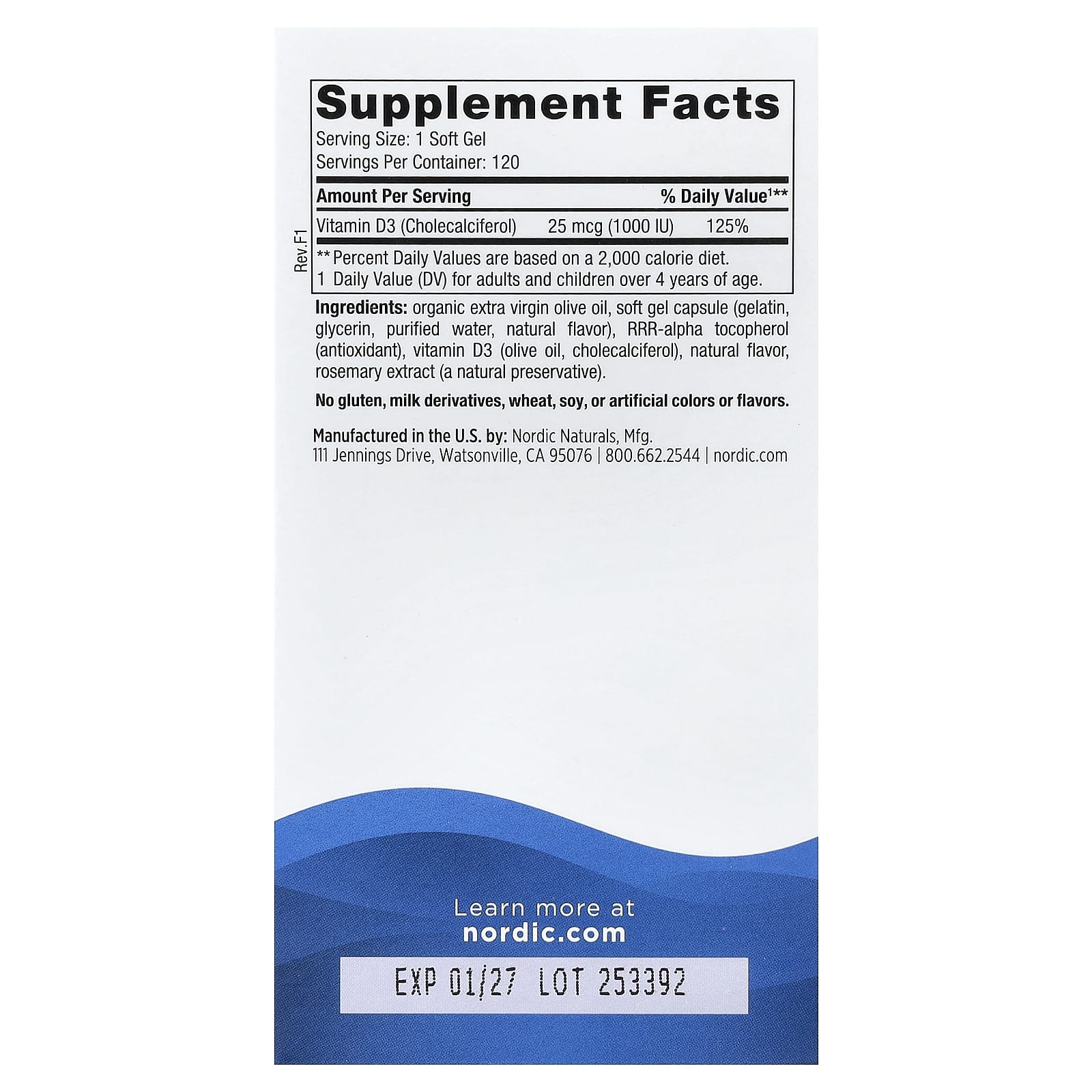 Nordic Naturals Vitamin D3 1000 – Orange – 25 µg — photo 2 sur 2