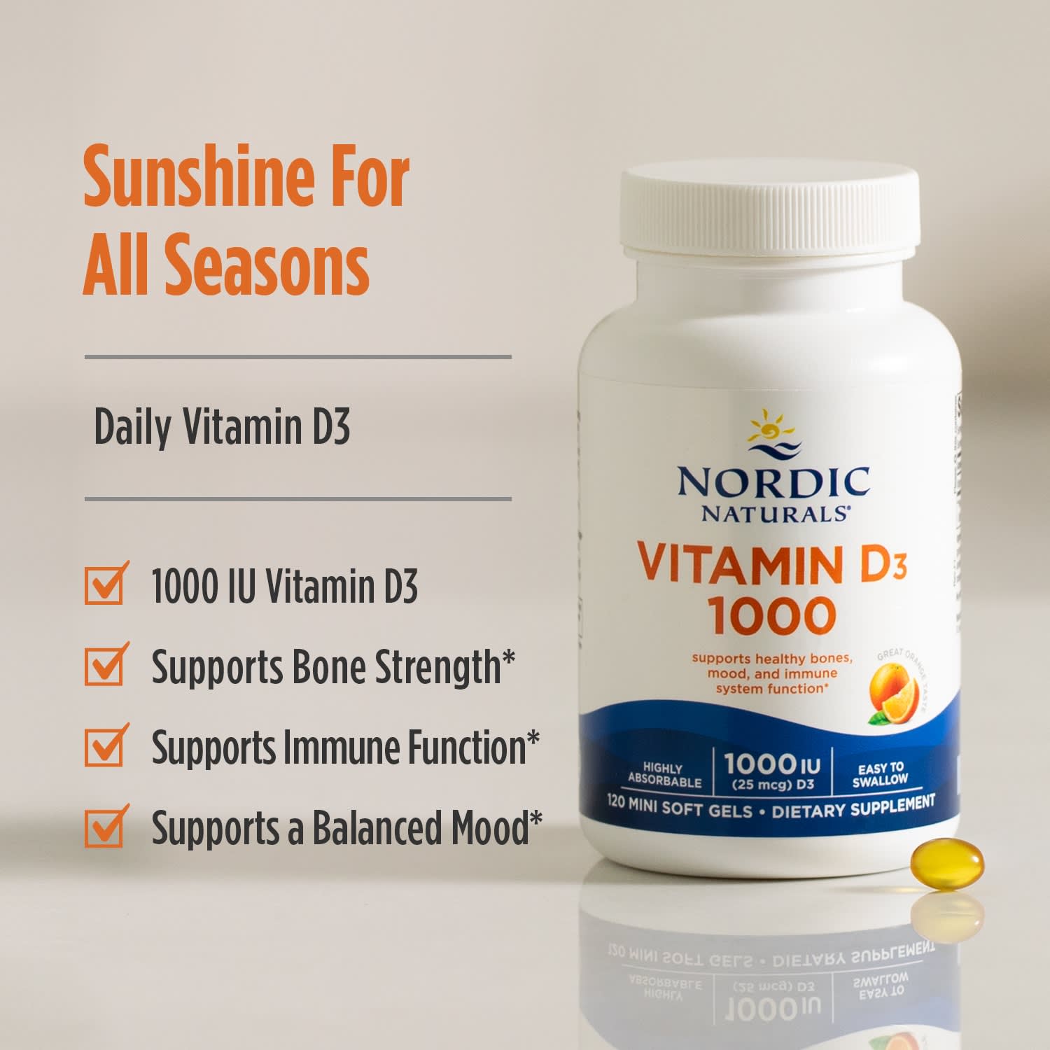 Nordic Naturals Vitamin D3 1000 – Orange – 25 µg — étiquette 2