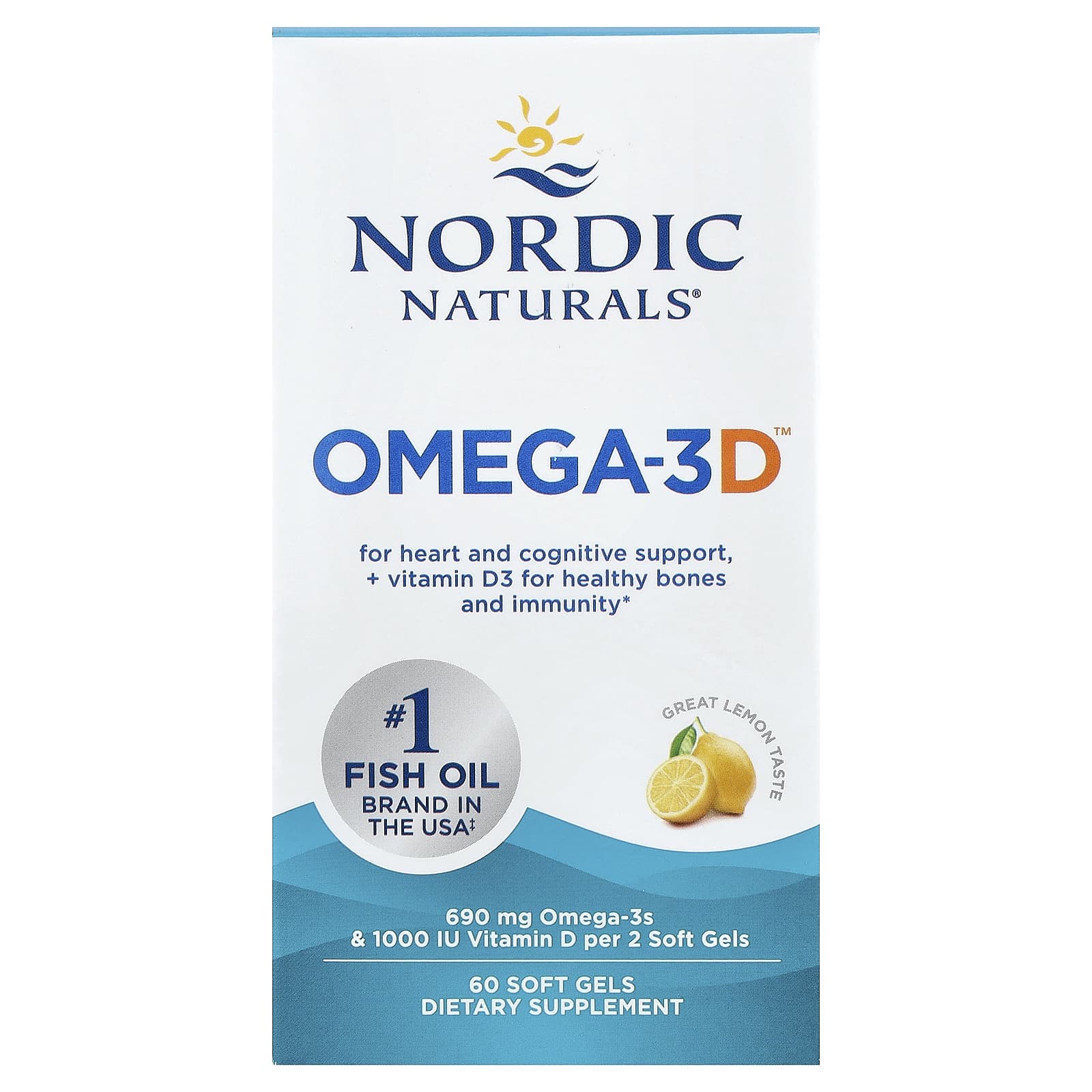 Nordic Naturals Omega-3D – Lemon – 60 capsules molles — Tunisie