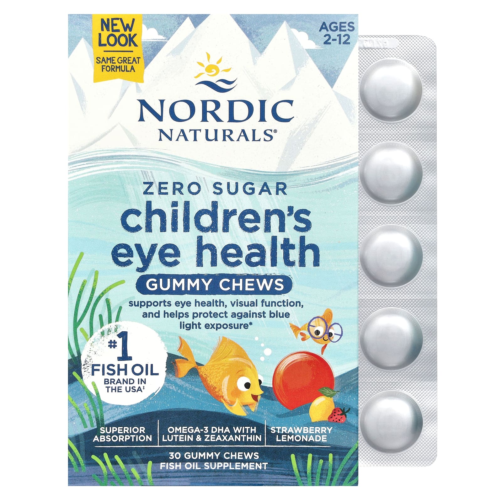 Nordic Naturals Children's Eye Health Gummies, Zero Sugar, Ages 2-12, 30 Gummy Chews – Strawberry Lemonade — Tunisie