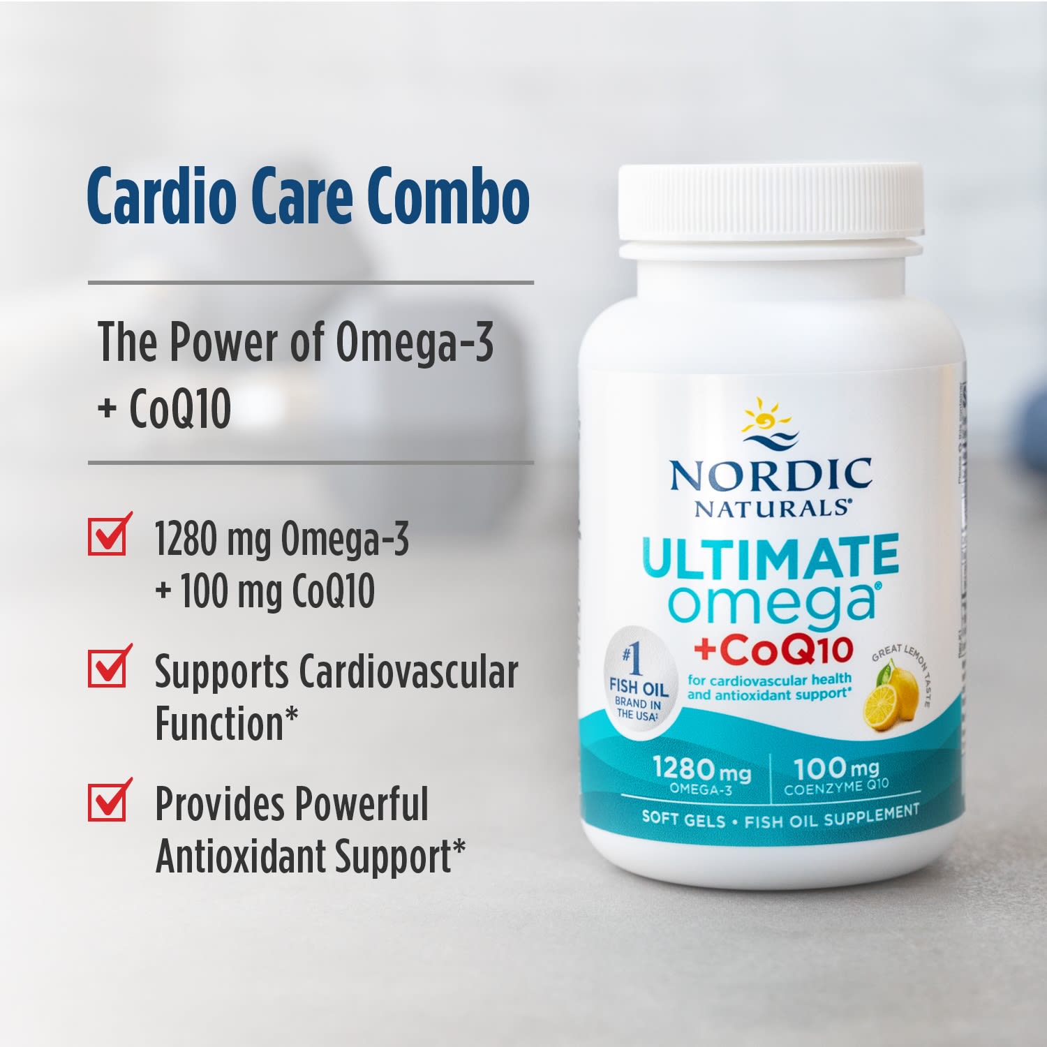 Nordic Naturals Ultimate Omega + CoQ10 – Lemon – 60 capsules molles — étiquette 2