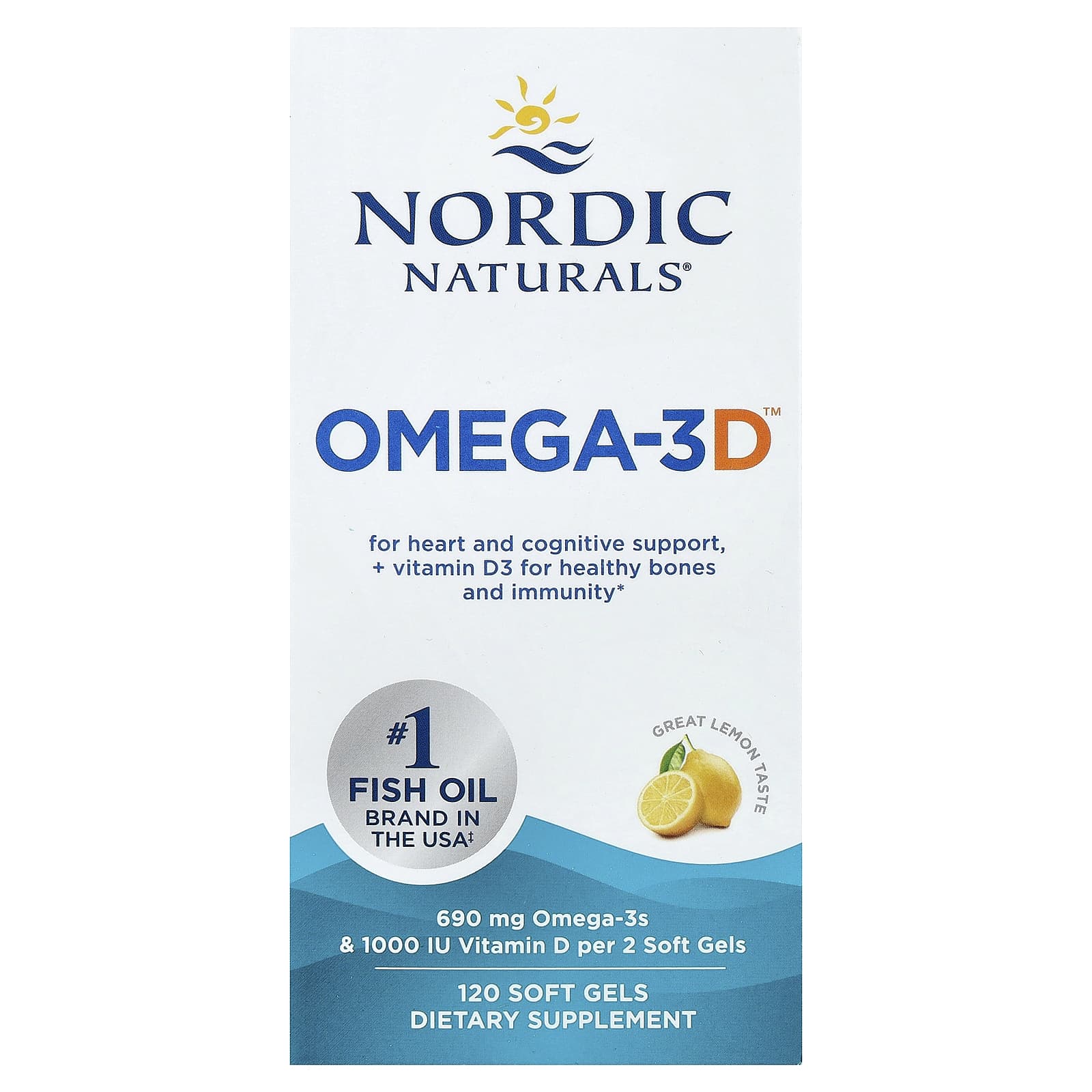 Nordic Naturals Omega-3D – Great Lemon – 120 capsules molles — Tunisie