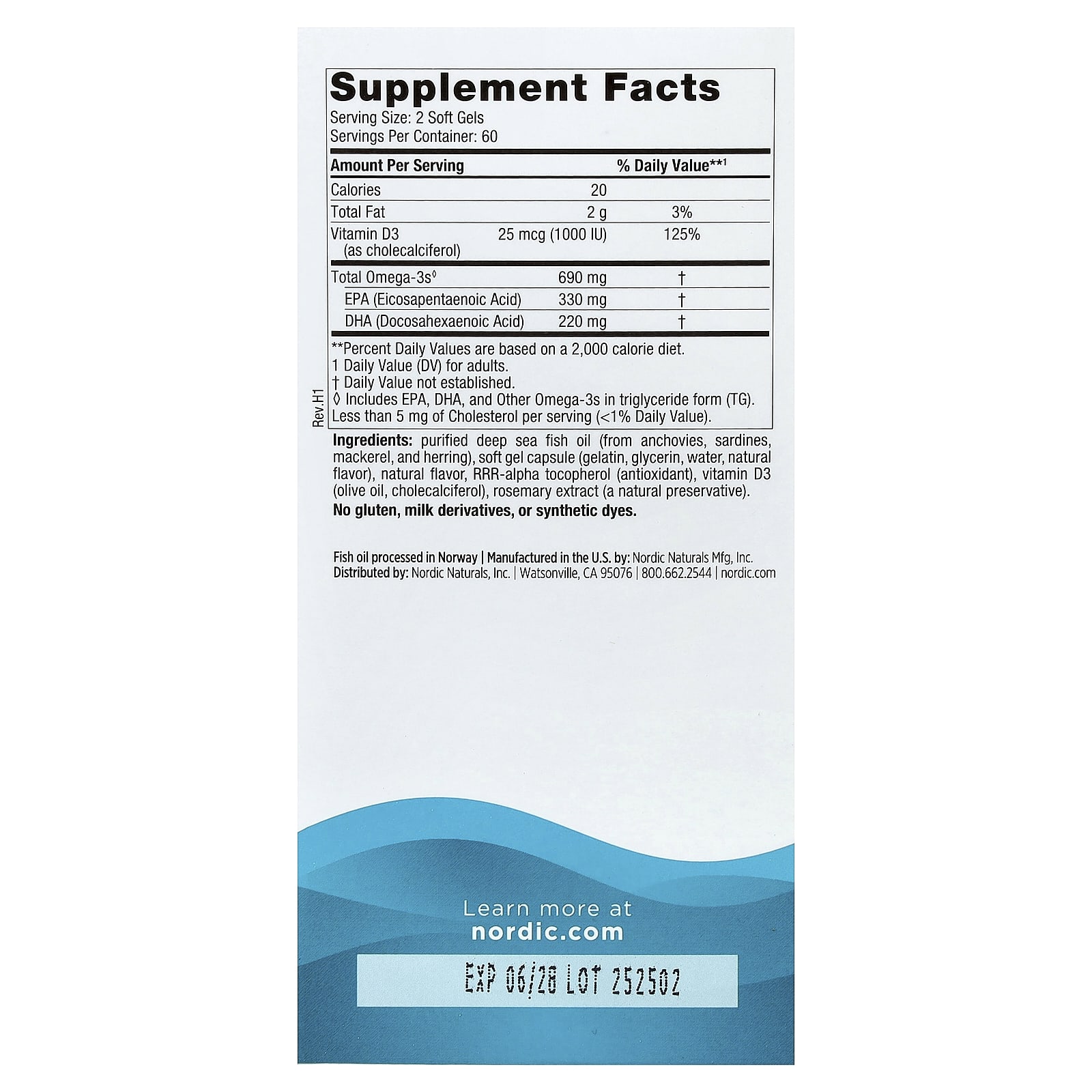 Nordic Naturals Omega-3D – Great Lemon – 120 capsules molles — photo 2 sur 2