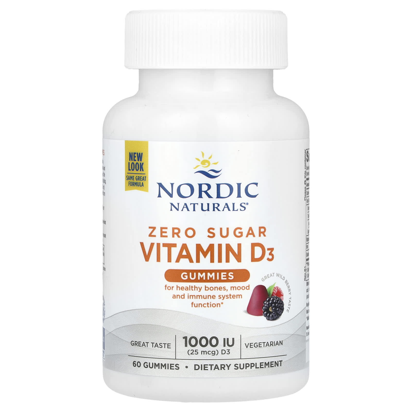 Nordic Naturals Zero Sugar Vitamin D3 Gummies – Great Wild Berry – 3 gommes — Tunisie