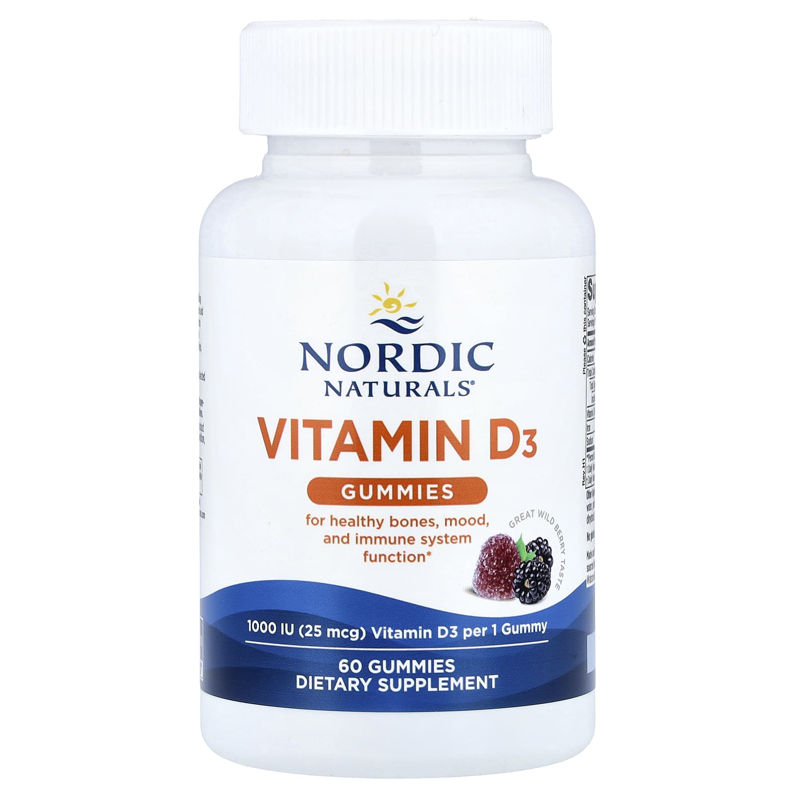 Nordic Naturals Vitamin D3 Gummies – Wild Berry – 25 µg – 3 gommes — Tunisie