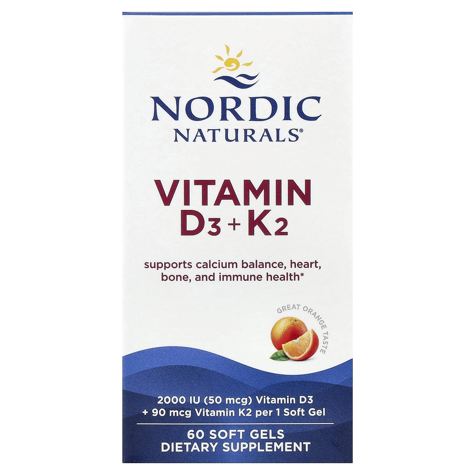 Nordic Naturals Vitamin D3 + K2 – Great Orange – 60 capsules molles — Tunisie