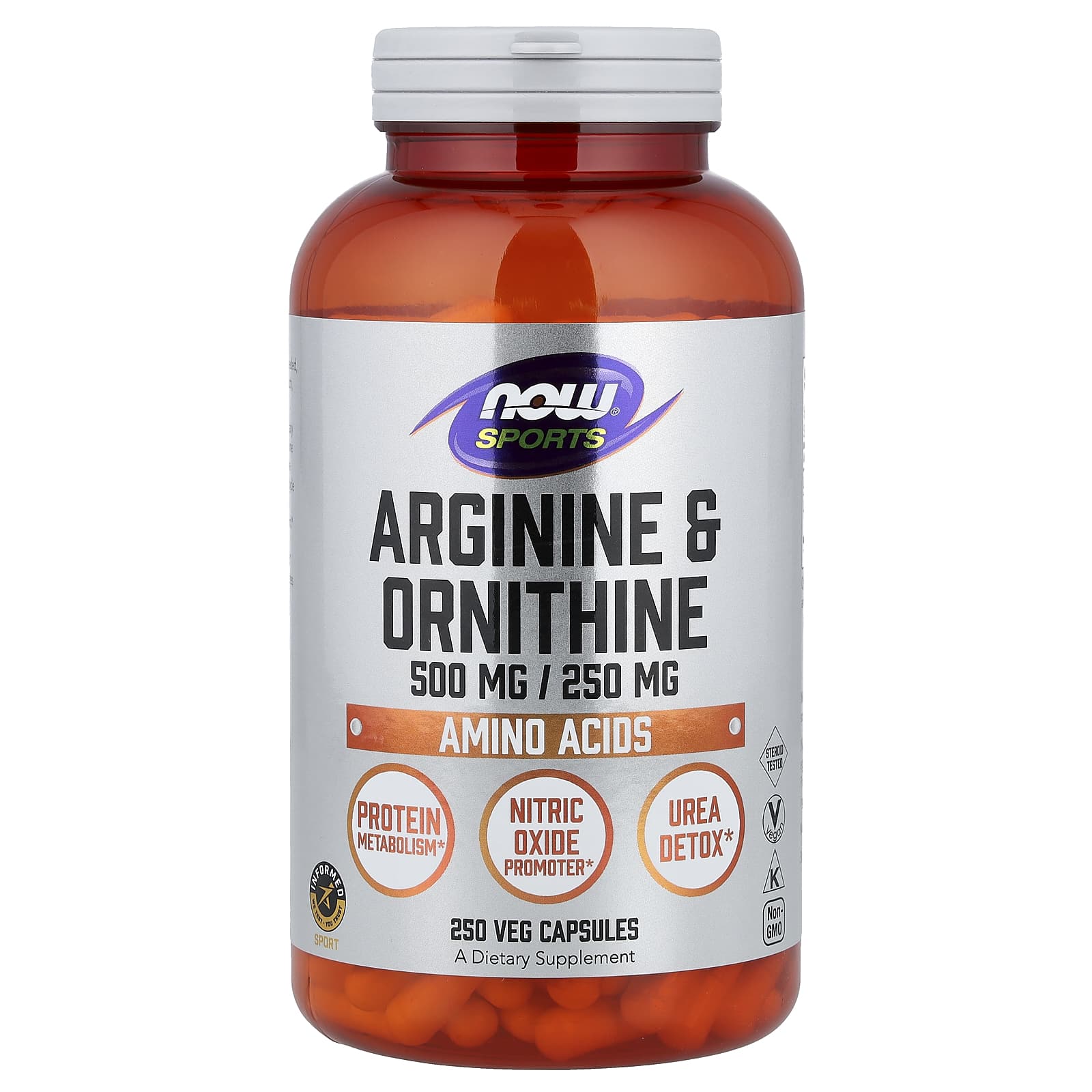 NOW Foods Sports, Arginine & Ornithine – 250 gélules végétales — Tunisie
