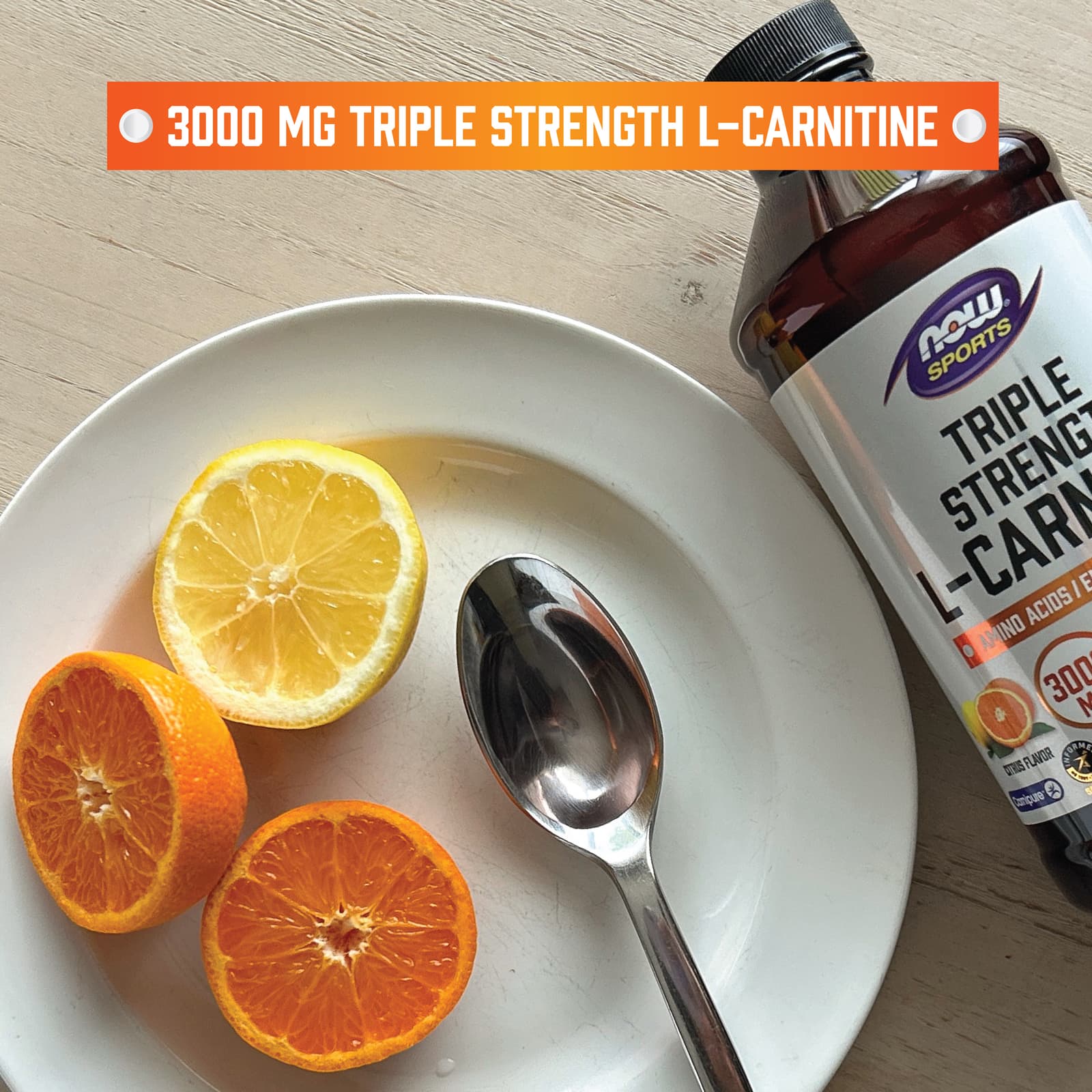 NOW Foods Sports, L-Carnitine, Triple Strength – Citrus – 473 ml — étiquette 3