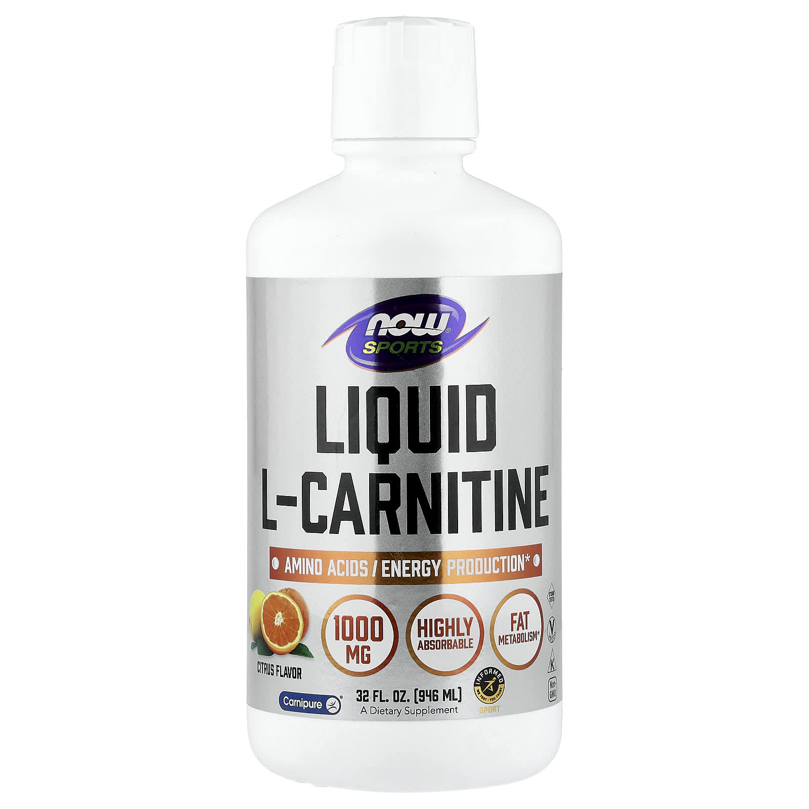 NOW Foods Sports, Liquid L-Carnitine – Citrus – 946 ml — Tunisie