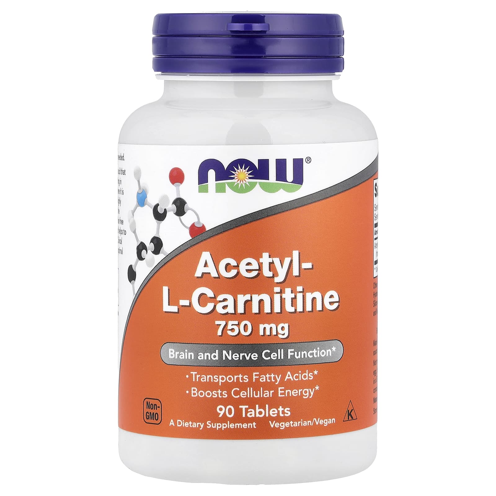 NOW Foods Acetyl-L Carnitine – 90 comprimés — Tunisie